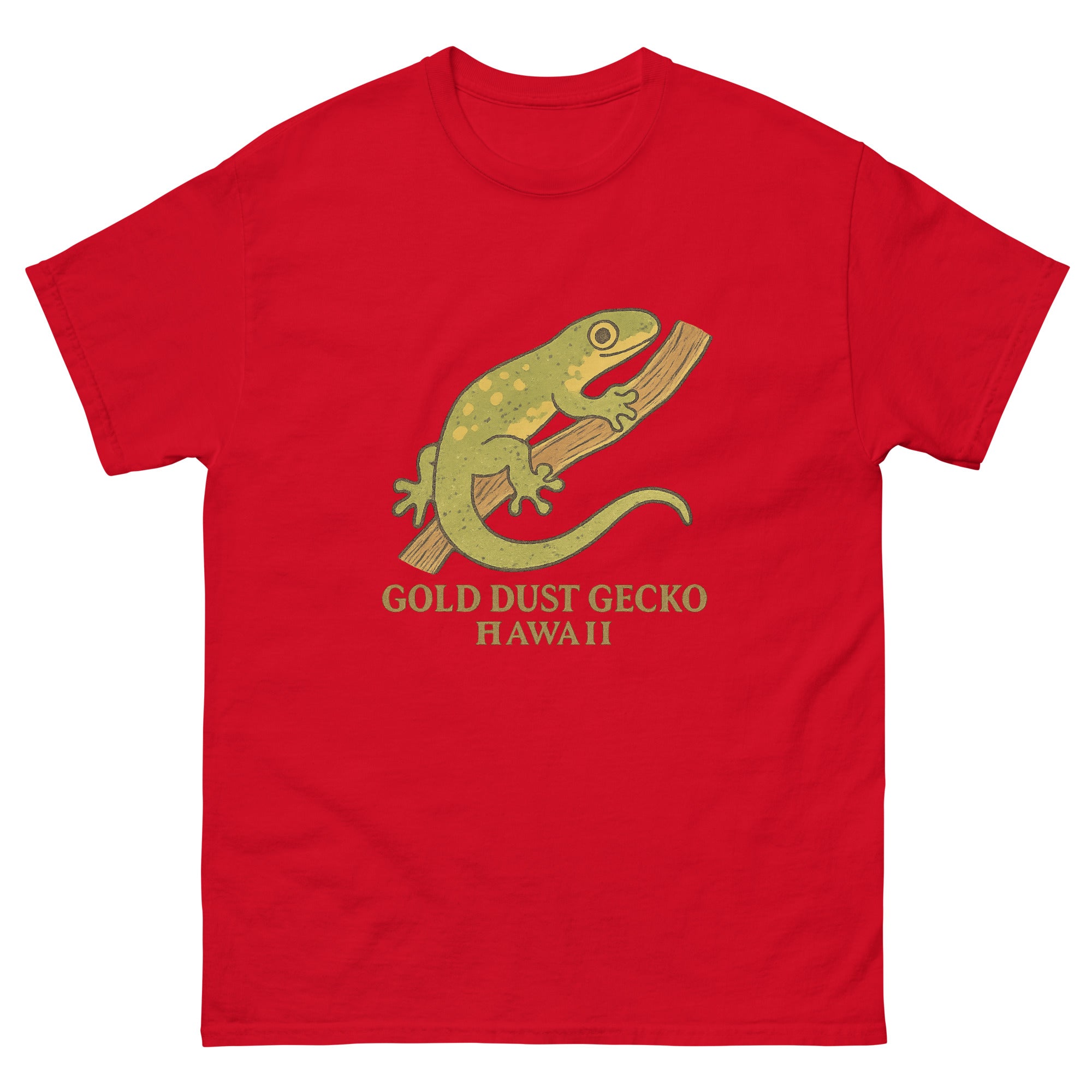 Hawaiian Gecko Hawaiian t-shirt design on a Red unisex tee