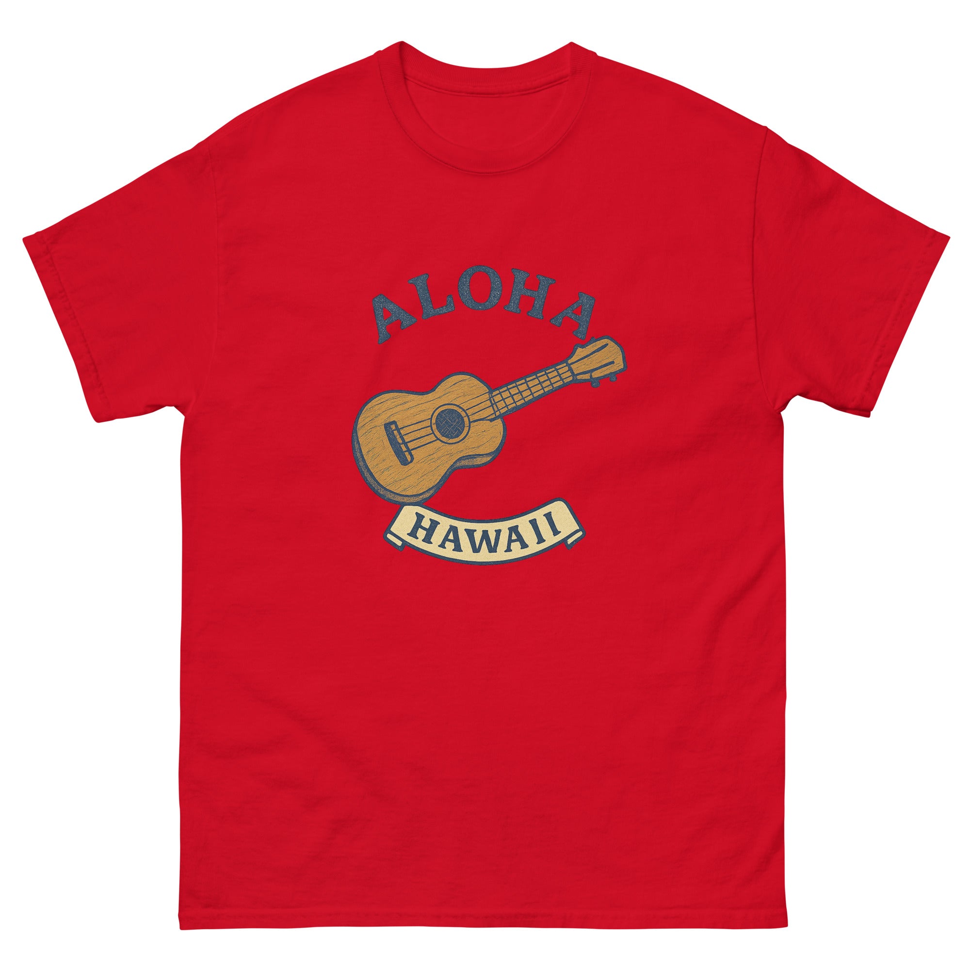 Ukulele Hawaiian t-shirt design on a Red unisex tee