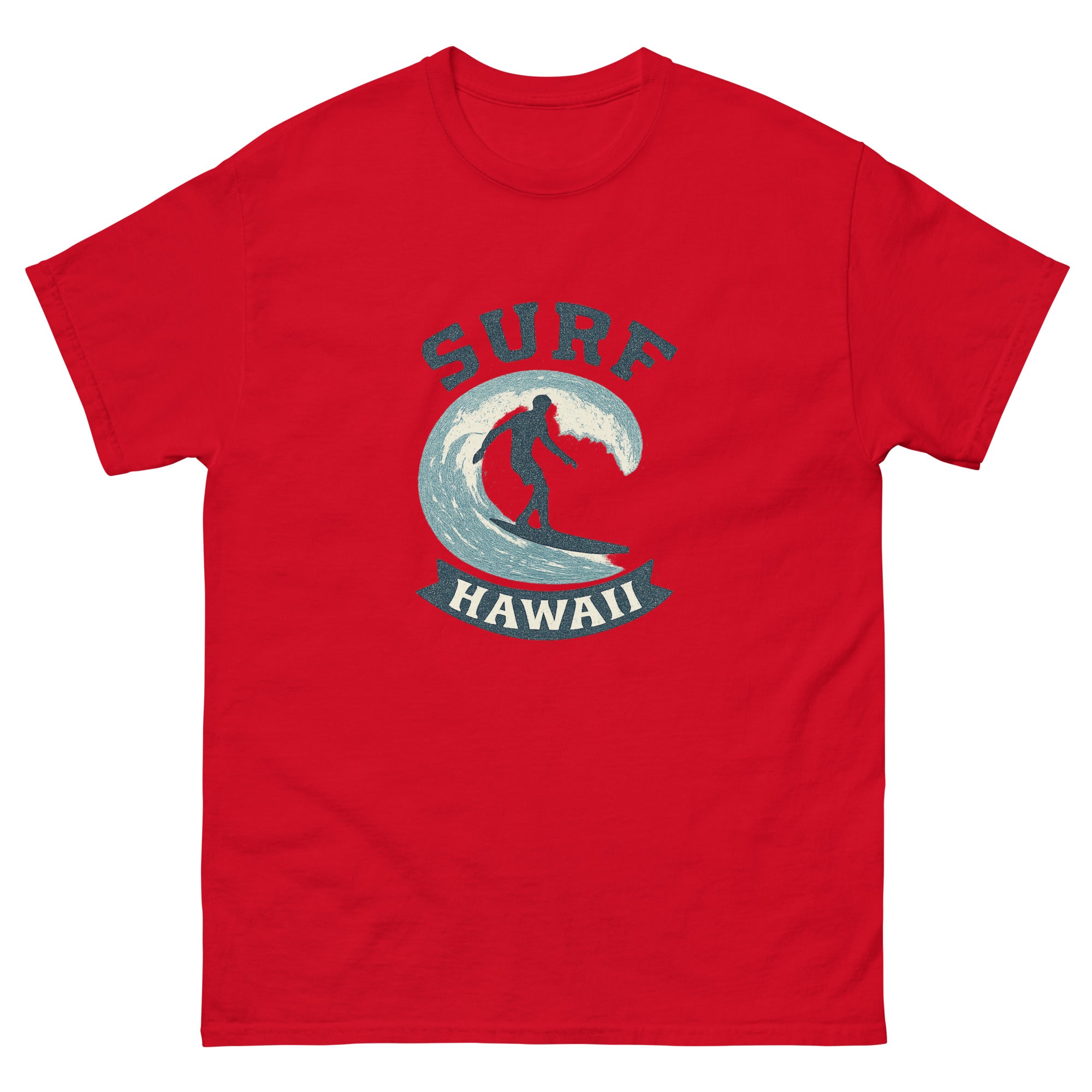Surf Hawaii Hawaiian t-shirt design on a Red unisex tee