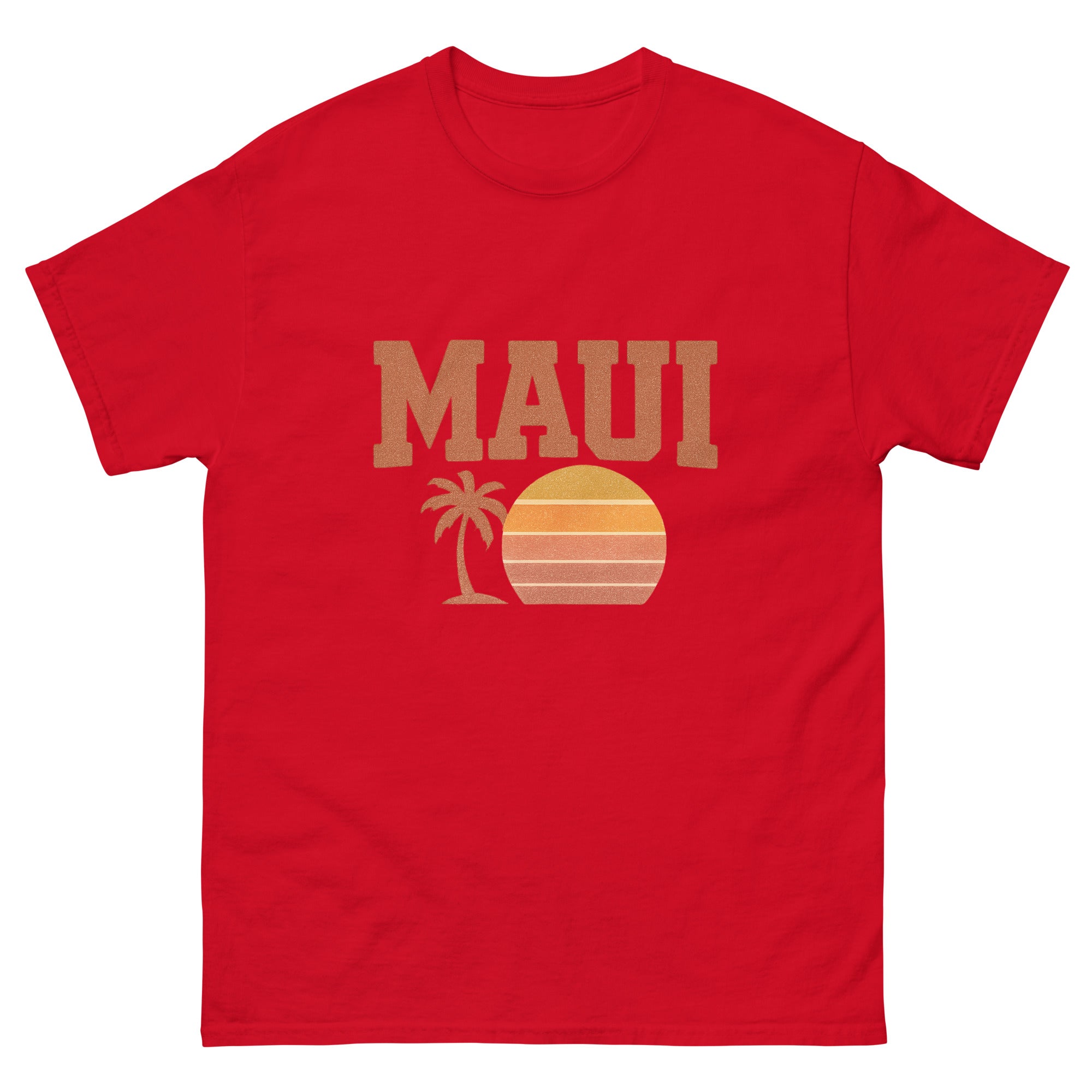 Maui Hawaiian t-shirt design on a Red unisex tee