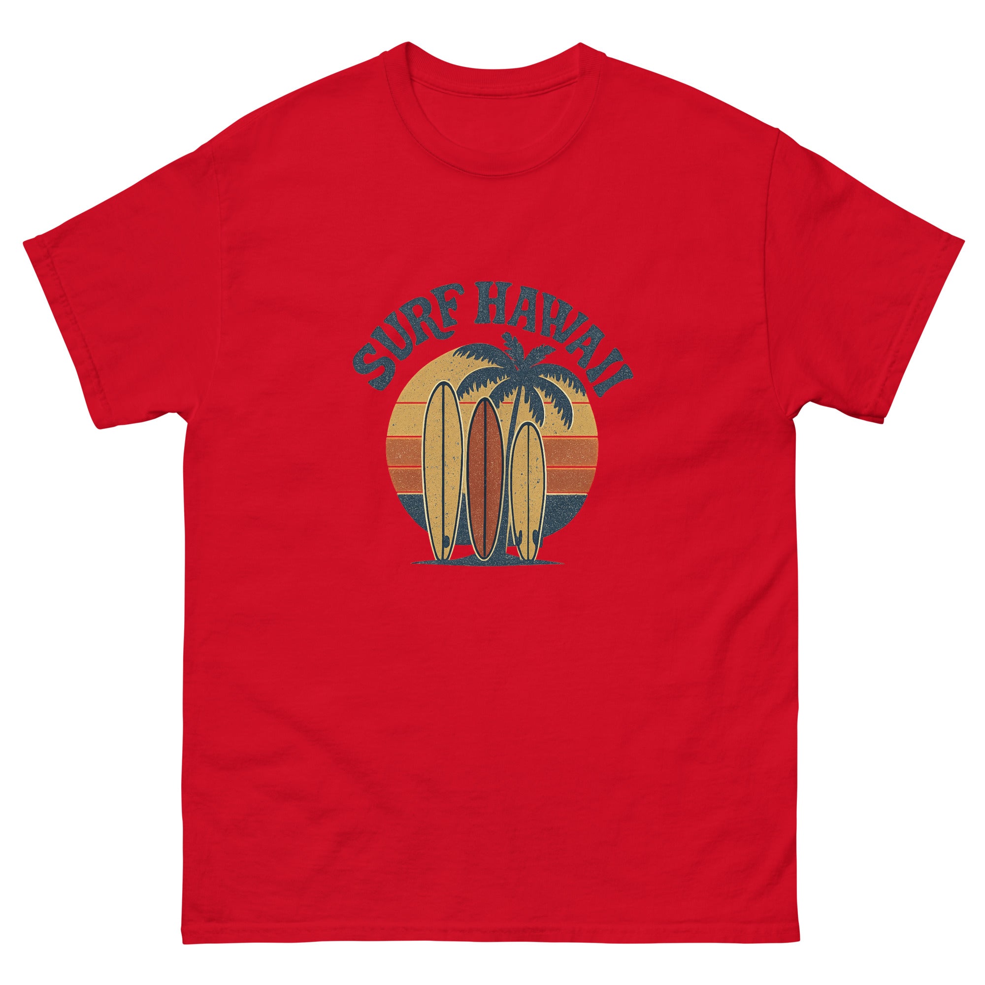 Quiver Hawaiian t-shirt design on a Red unisex tee