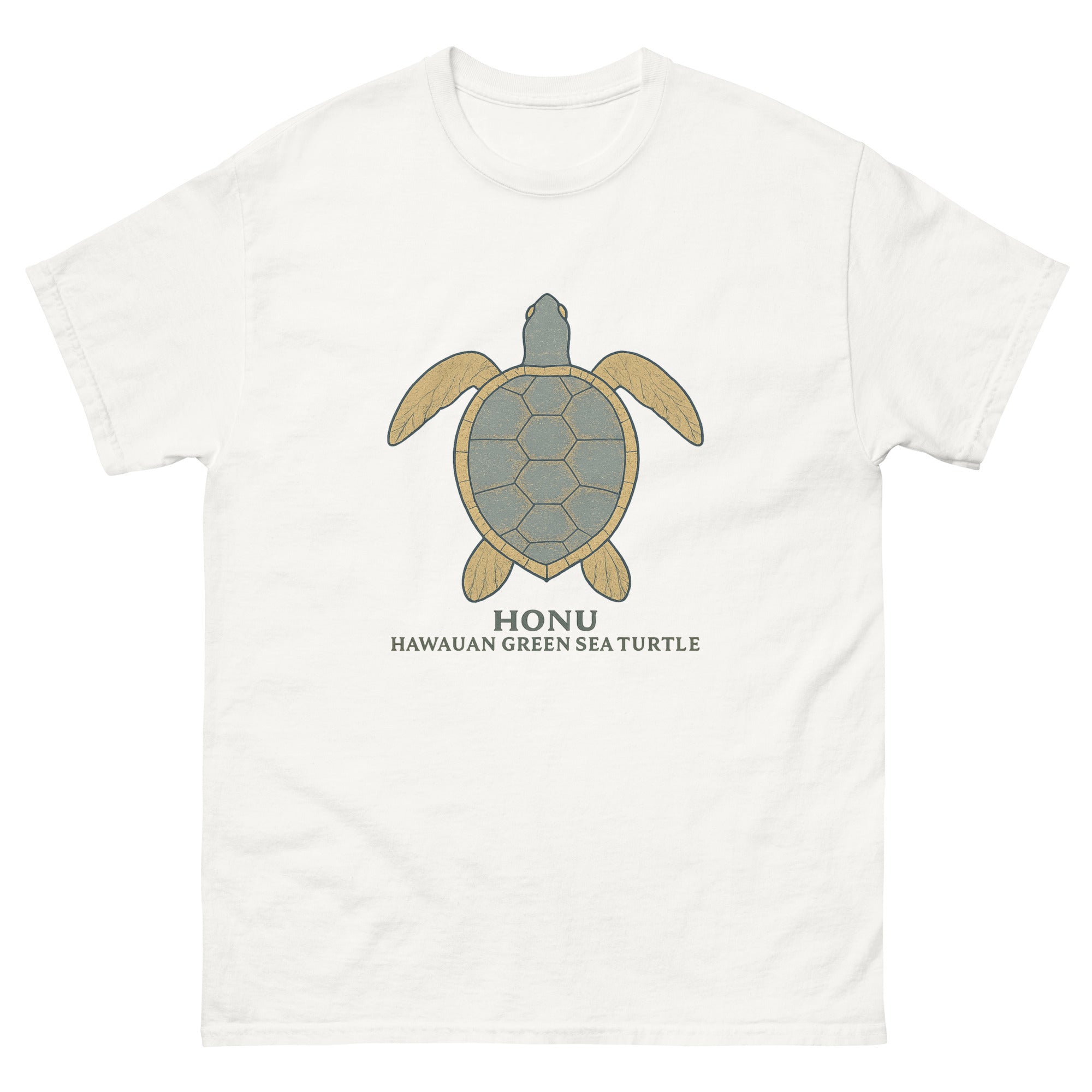 Honu Hawaiian t-shirt design on a White unisex tee