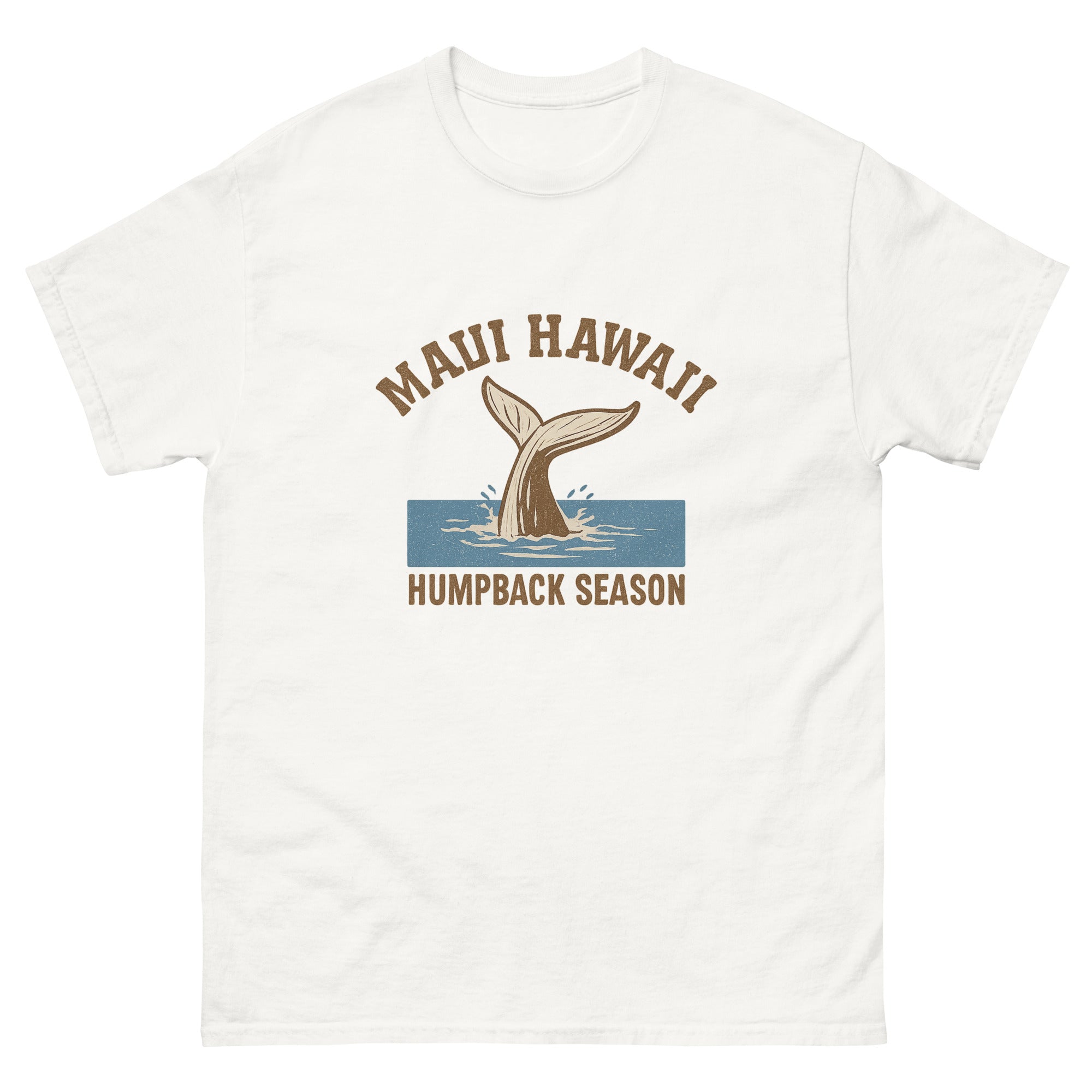 Whale Tail Hawaiian t-shirt design on a White unisex tee