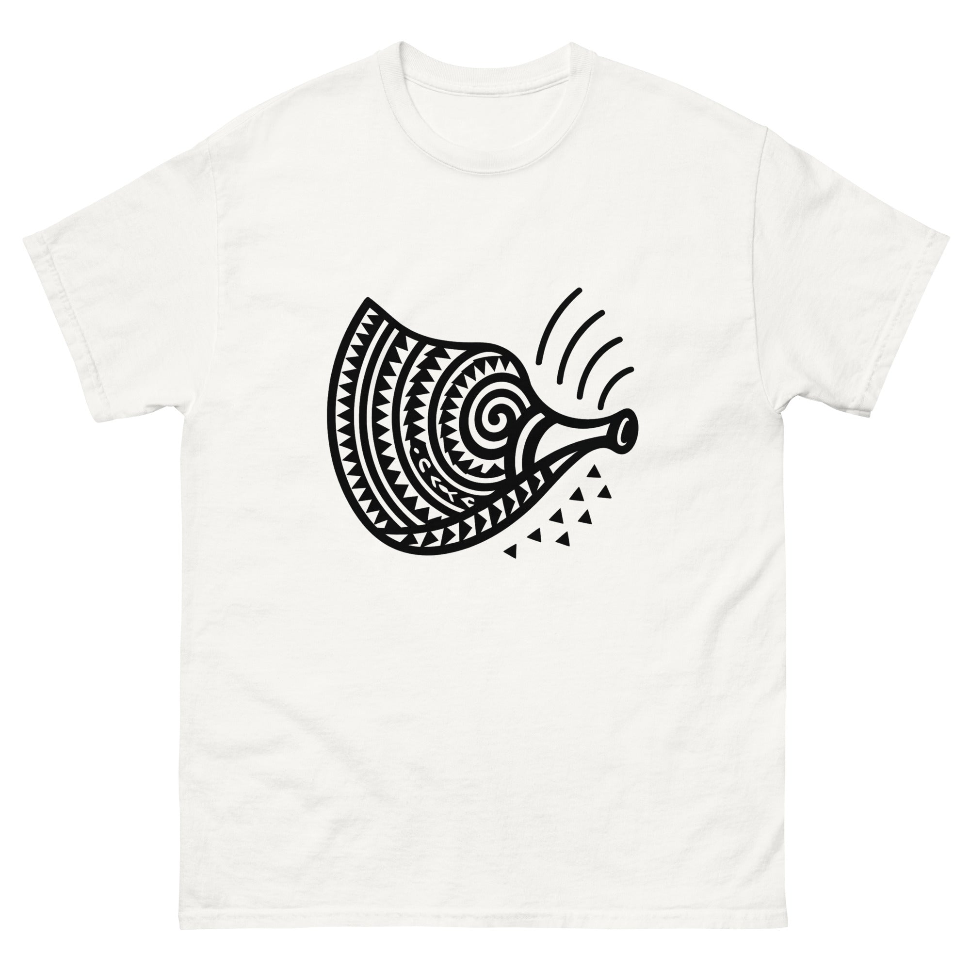 Pu Conch Hawaiian t-shirt design on a White unisex tee