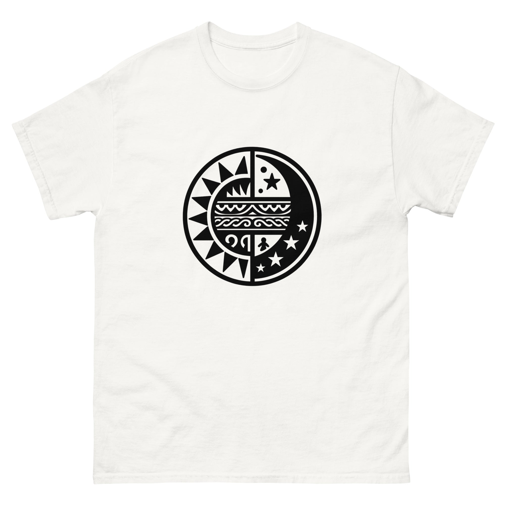 La Mahina Sun Moon Hawaiian t-shirt design on a White unisex tee