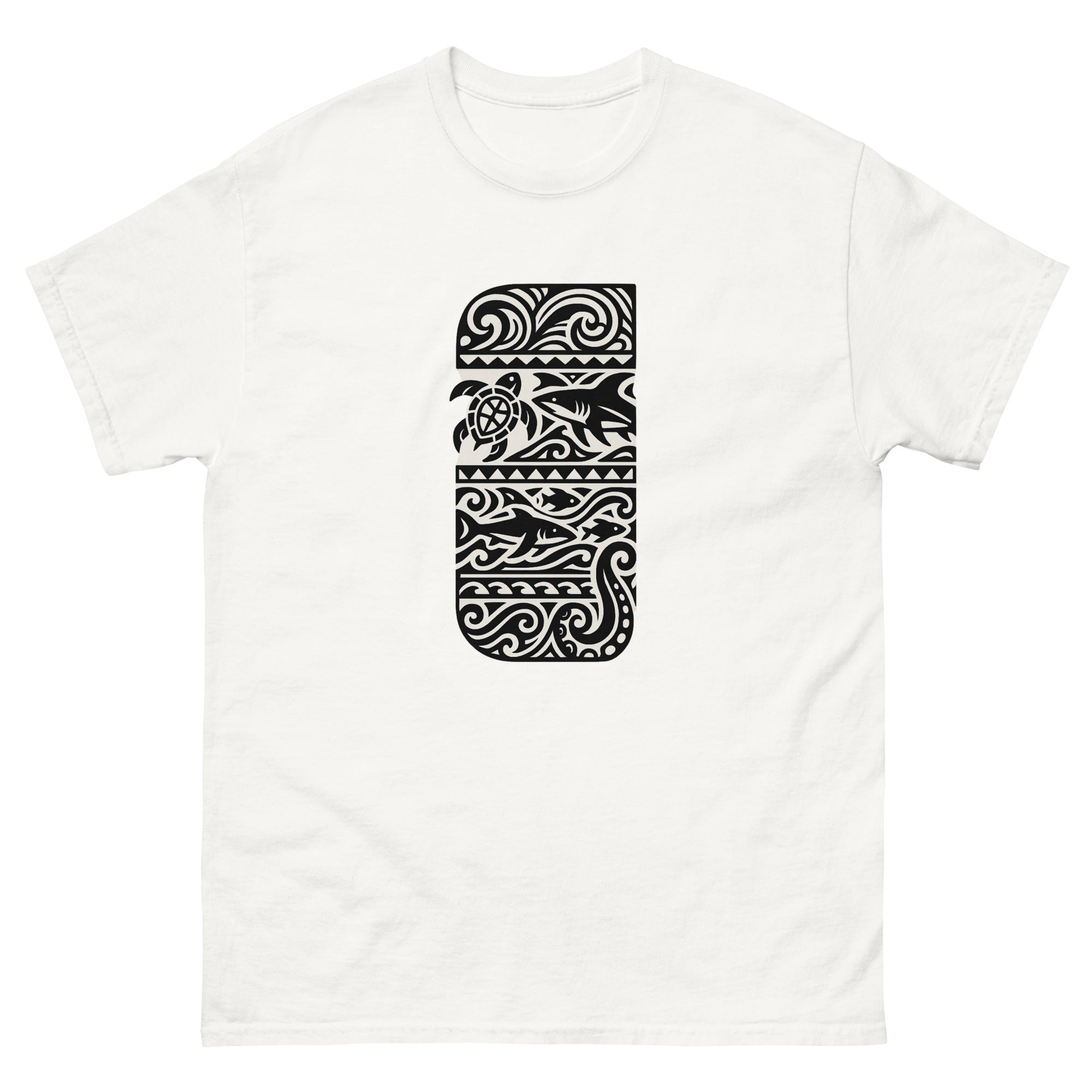 Half Sleeve Ocean Hawaiian t-shirt design on a White unisex tee