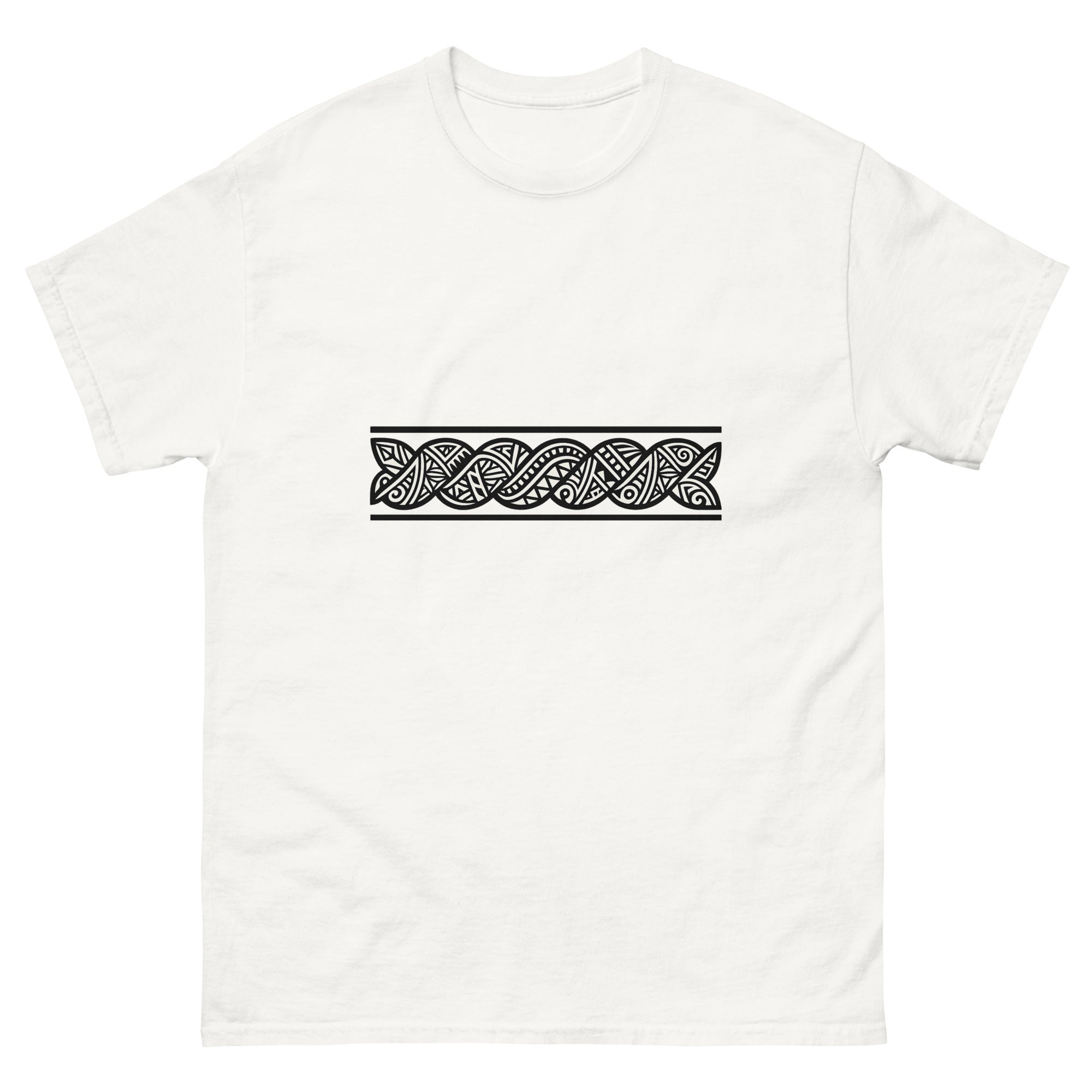 Maile Lei Band Hawaiian t-shirt design on a White unisex tee