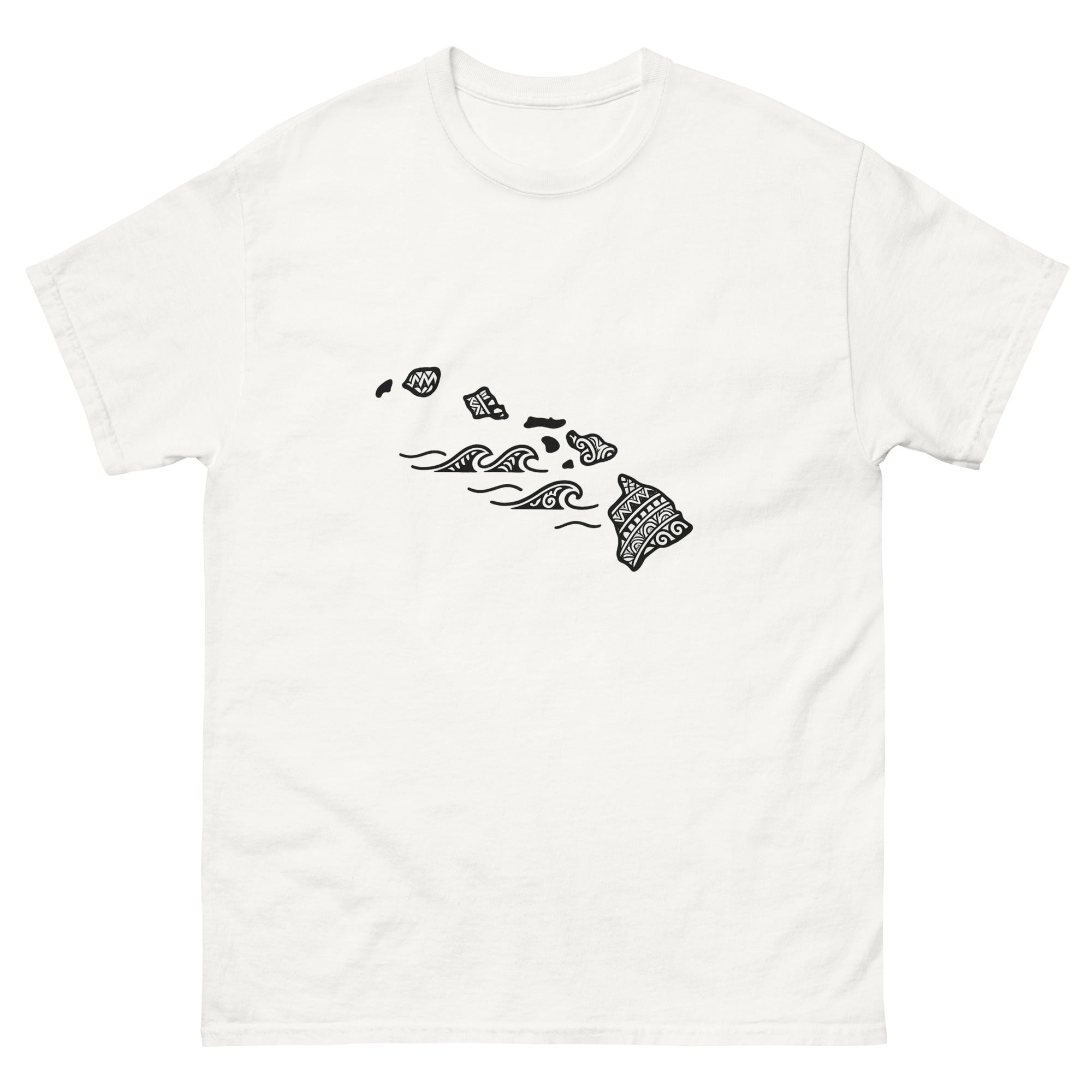Hawaiian Islands Kakau Hawaiian t-shirt design on a White unisex tee