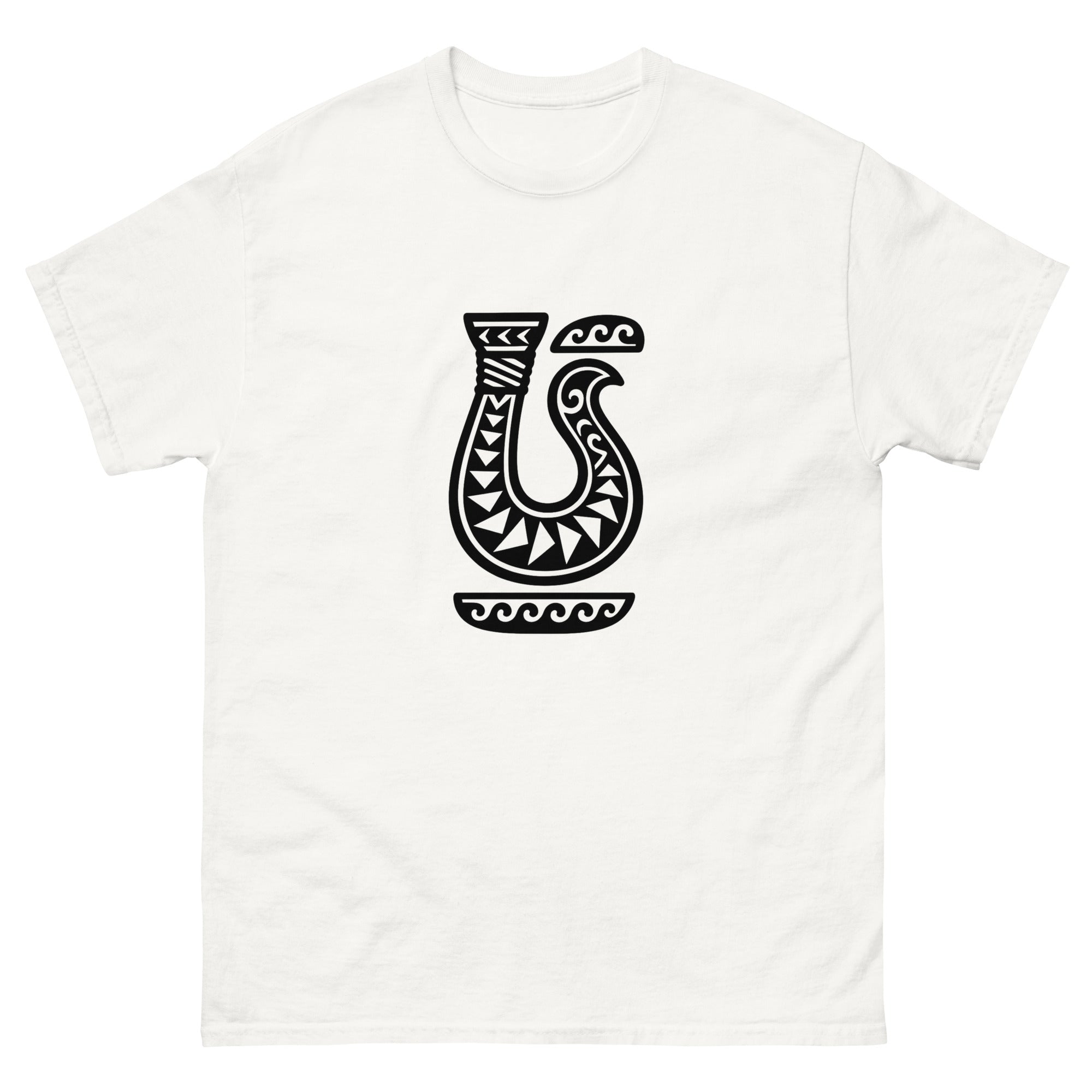 Makau Hook Hawaiian t-shirt design on a White unisex tee