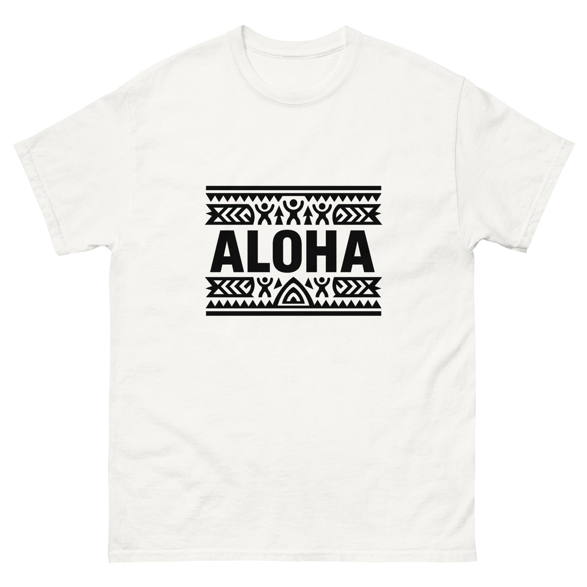 Aloha Pattern Band Hawaiian t-shirt design on a White unisex tee