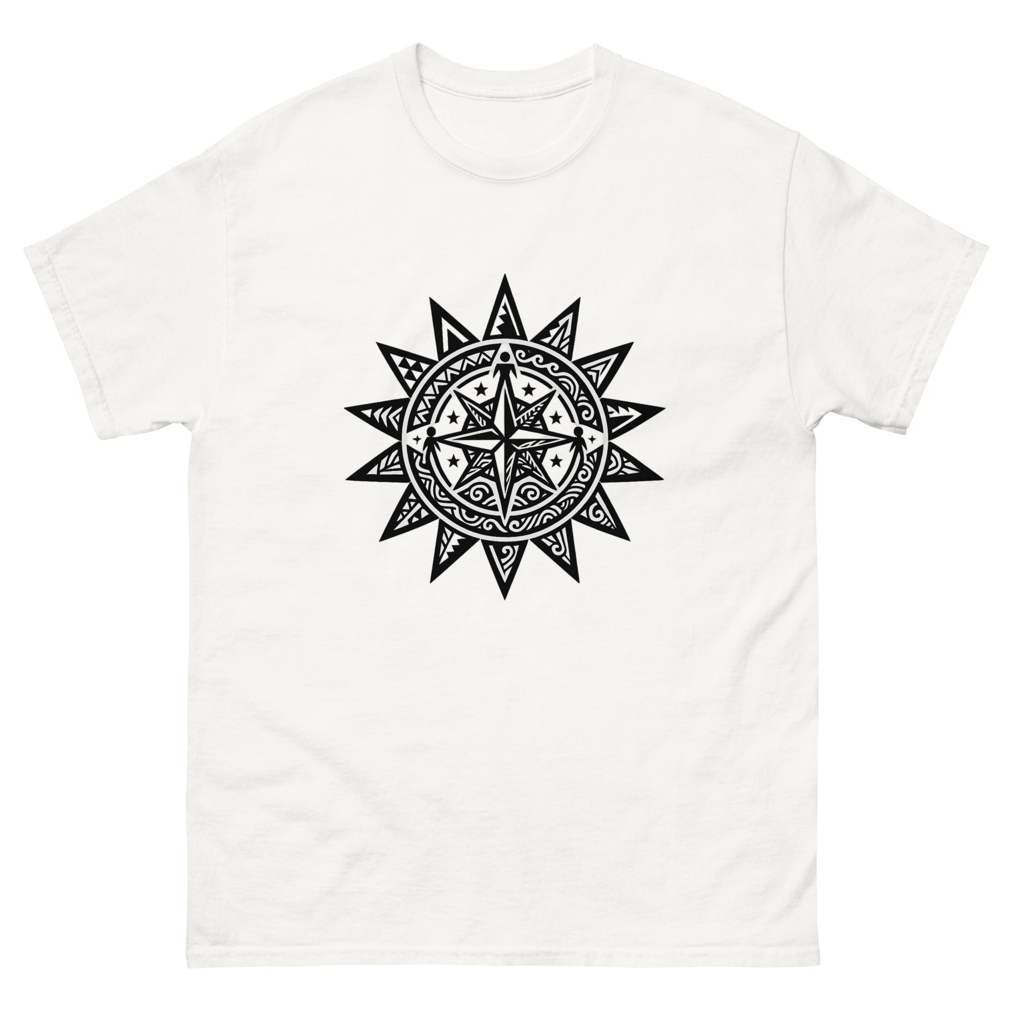 La Sun Compass Hawaiian t-shirt design on a White unisex tee