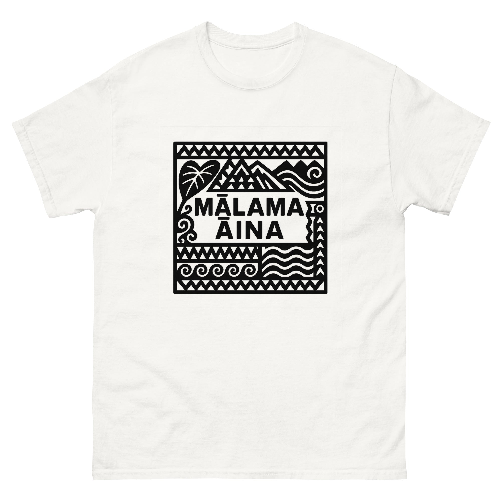 Malama Aina Hawaiian t-shirt design on a White unisex tee