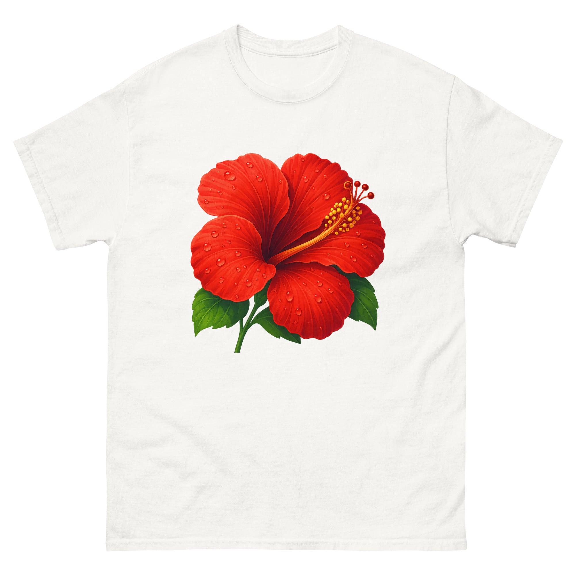 Hibiscus Macro Hawaiian t-shirt design on a White unisex tee