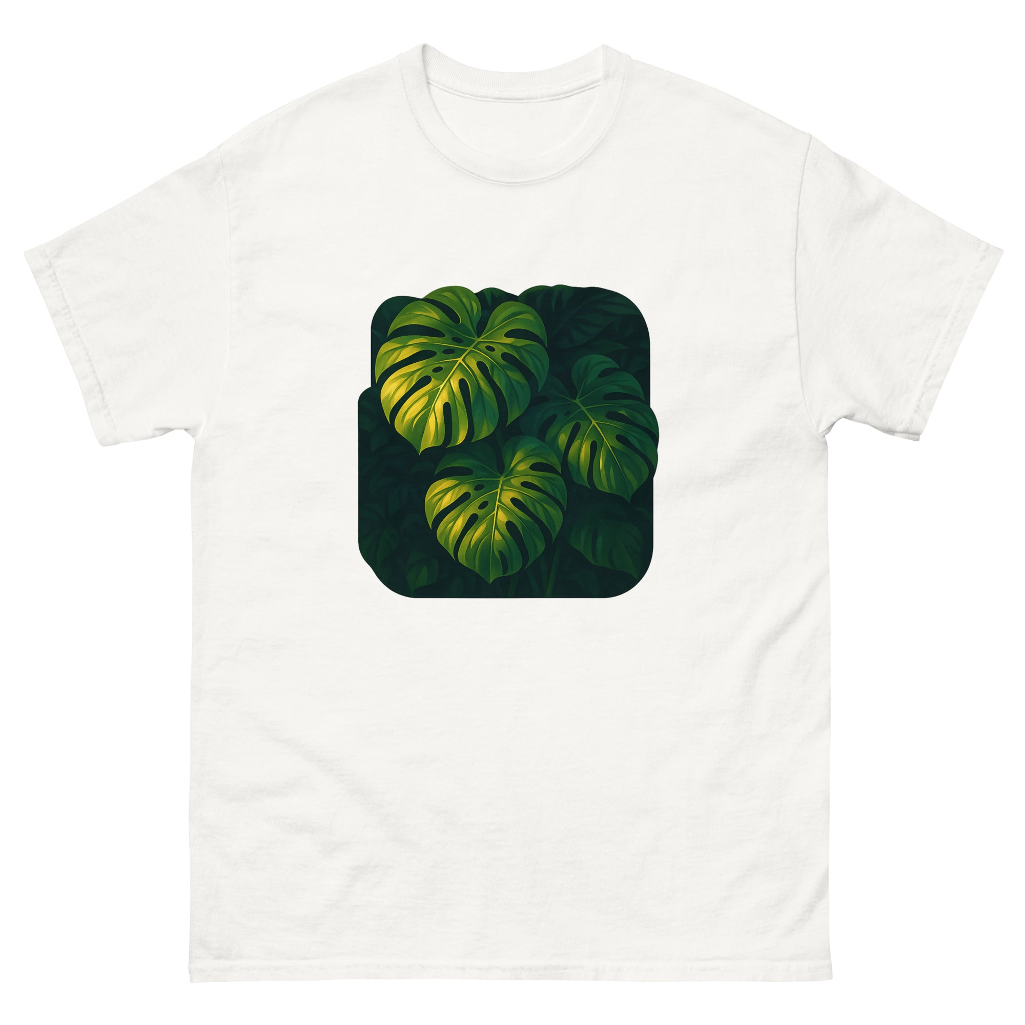 Monstera And Light Hawaiian t-shirt design on a White unisex tee