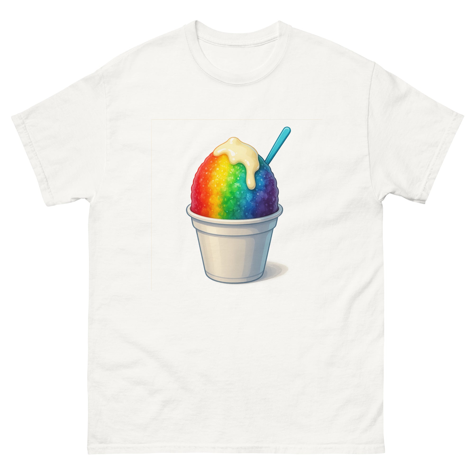 Shave Ice Hawaiian t-shirt design on a White unisex tee