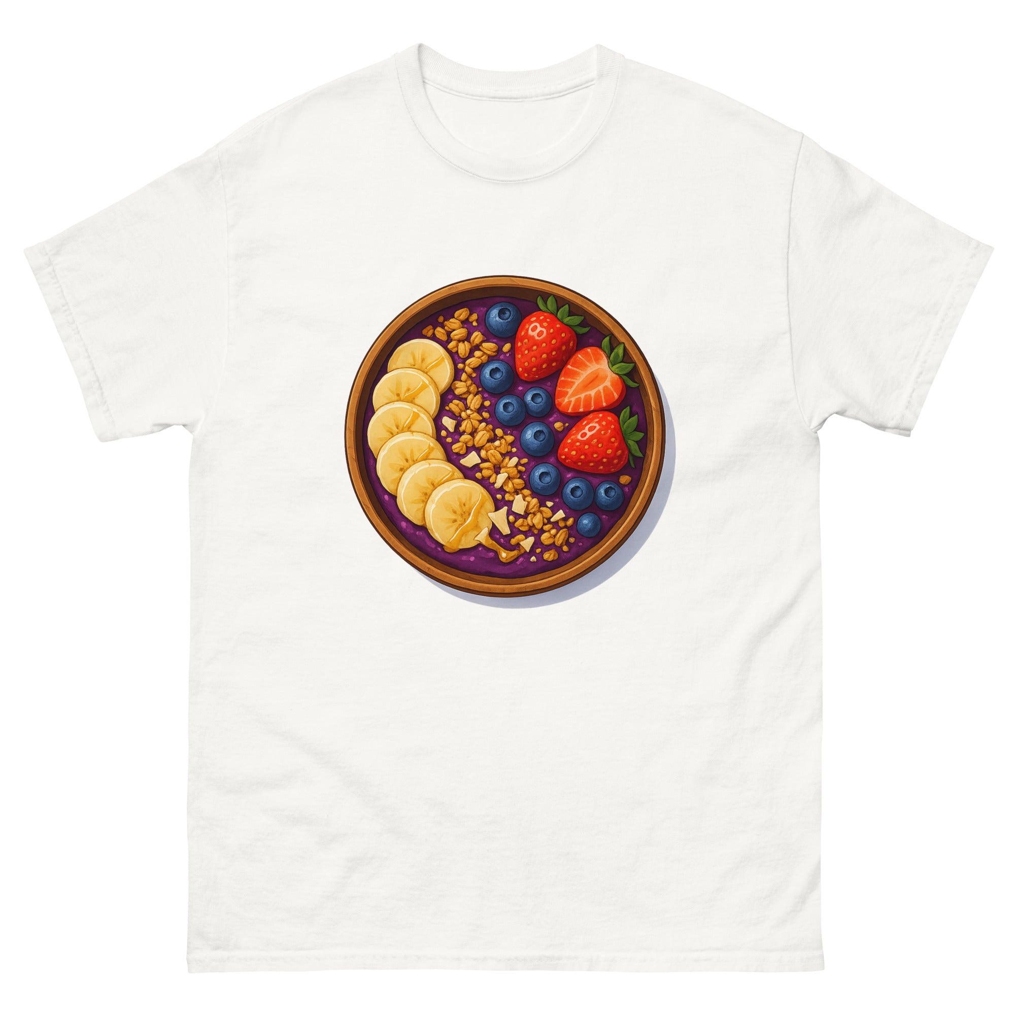 Acai Bowl Hawaiian t-shirt design on a White unisex tee