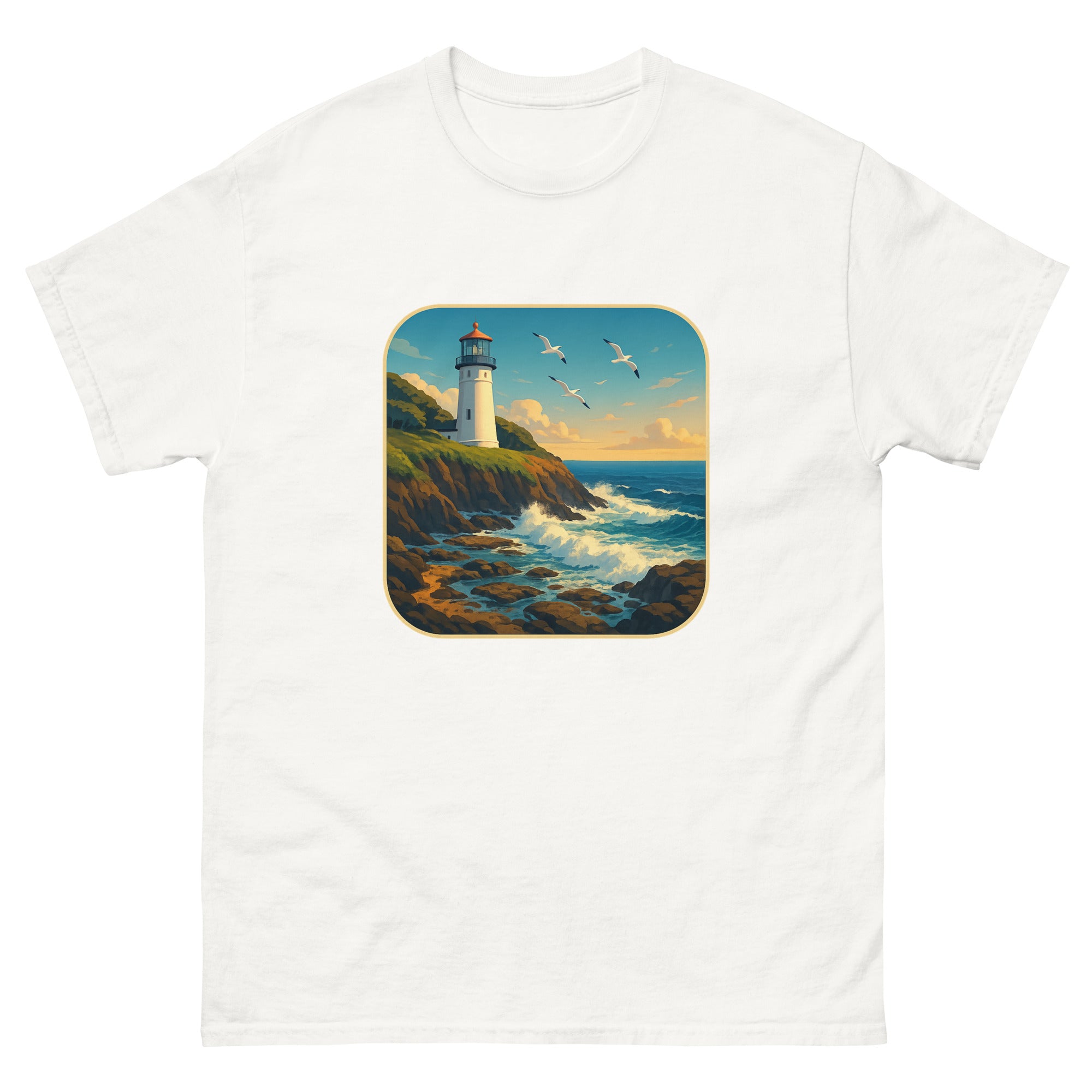 Lighthouse Point Hawaiian t-shirt design on a White unisex tee