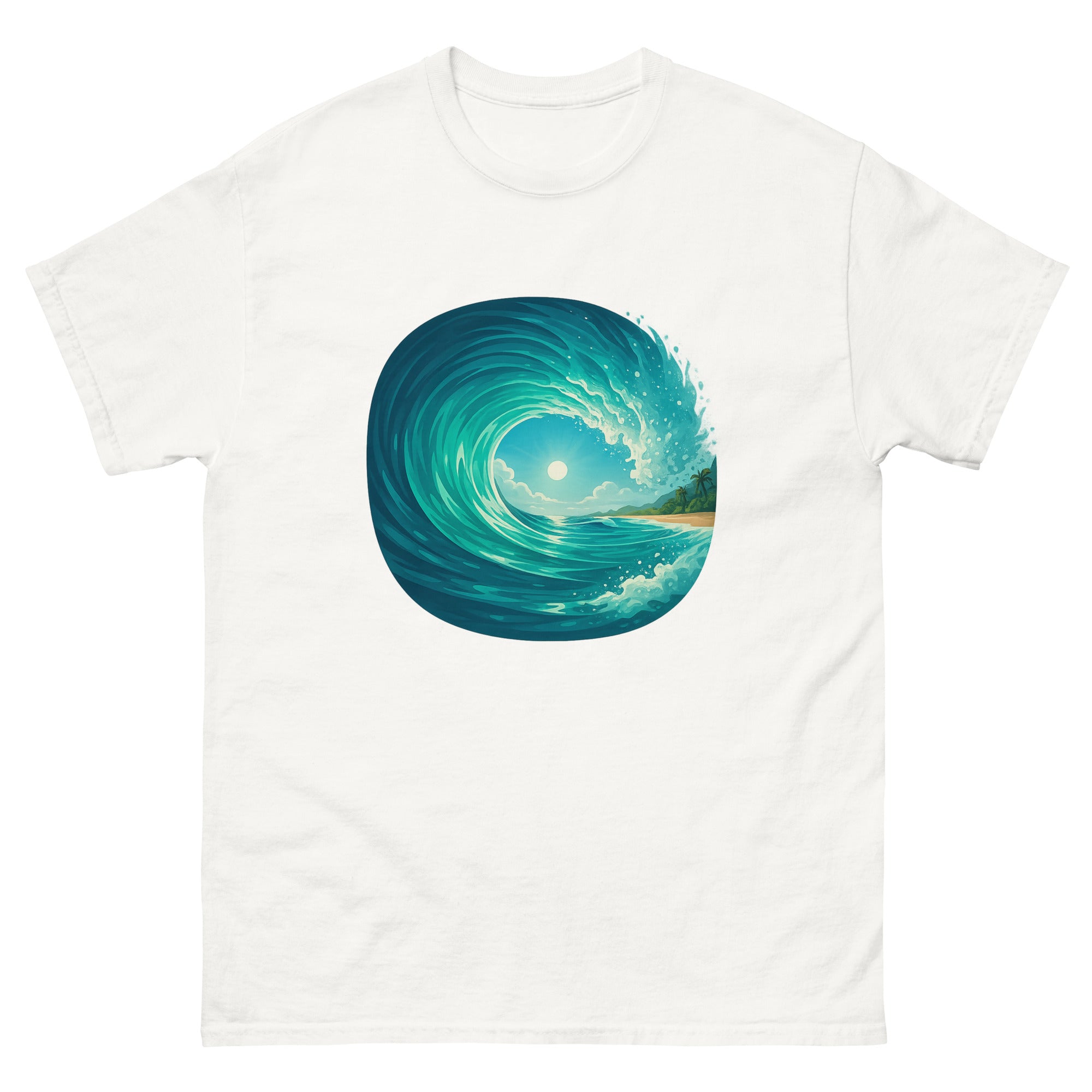 Pipeline Barrel Hawaiian t-shirt design on a White unisex tee