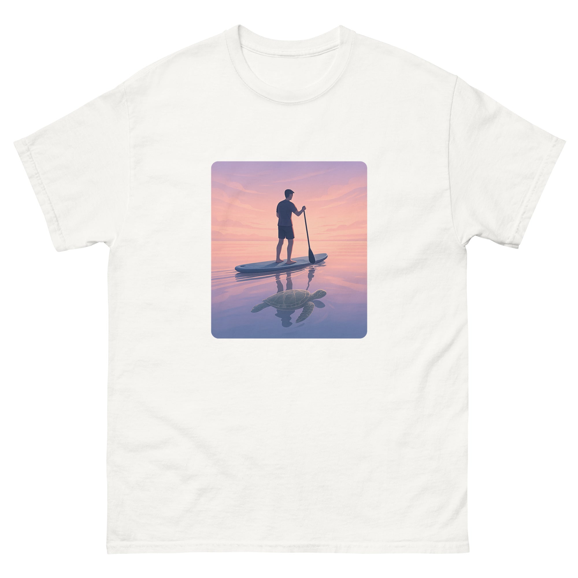 Sup At Dawn Hawaiian t-shirt design on a White unisex tee