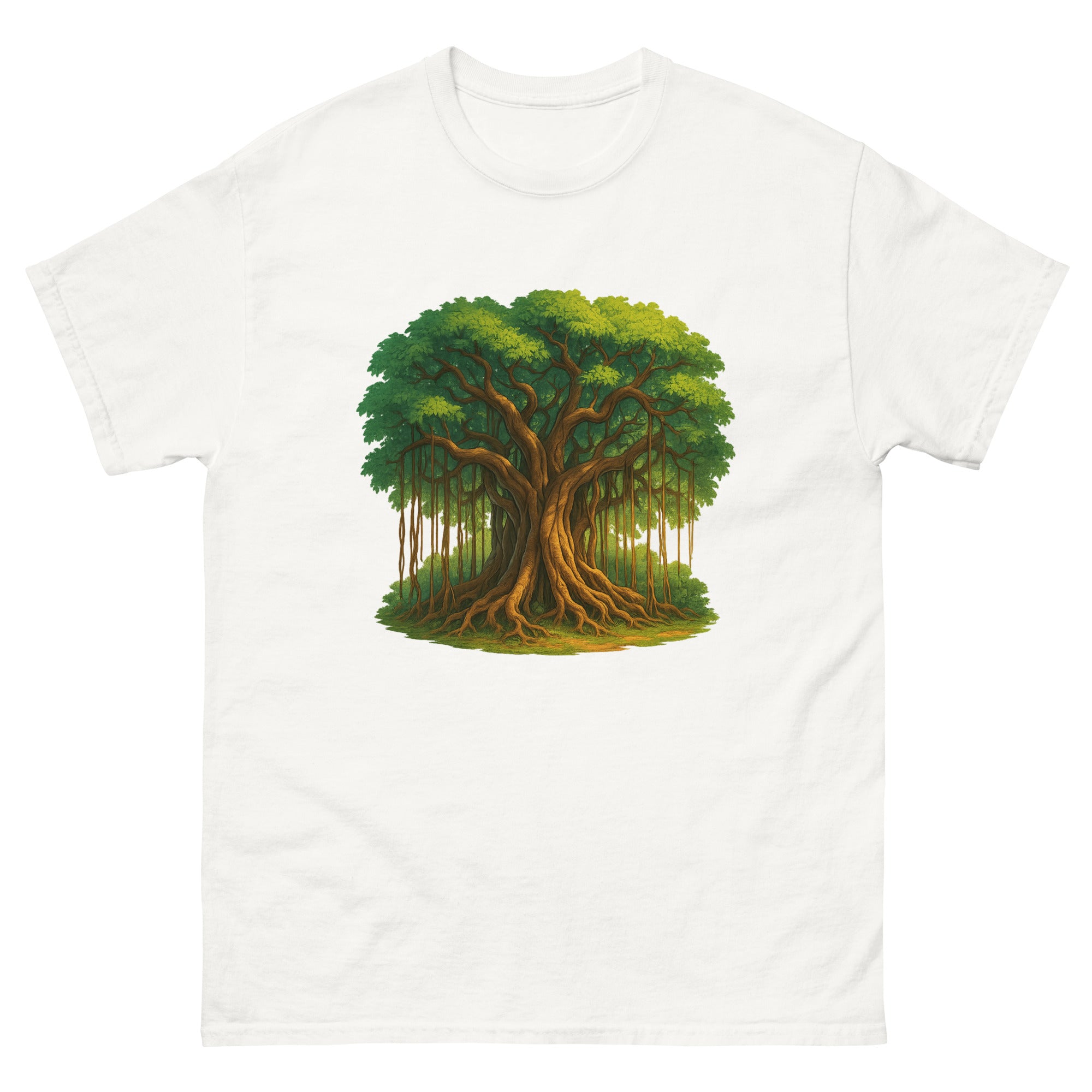 Banyan Tree Hawaiian t-shirt design on a White unisex tee