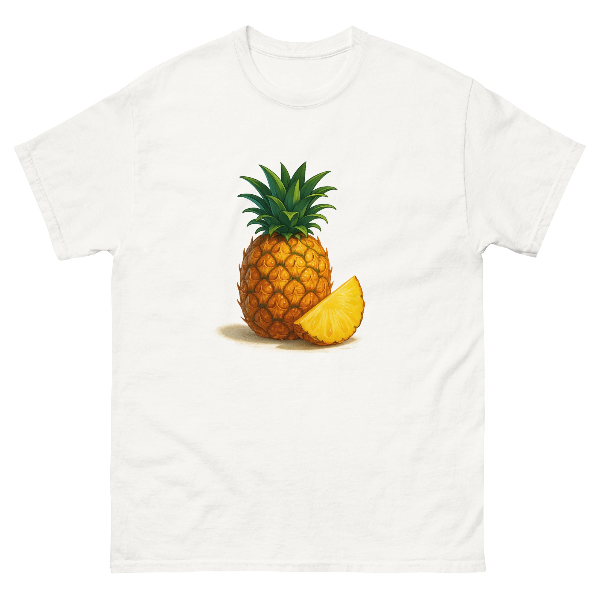 Pineapple Still Life Hawaiian t-shirt design on a White unisex tee