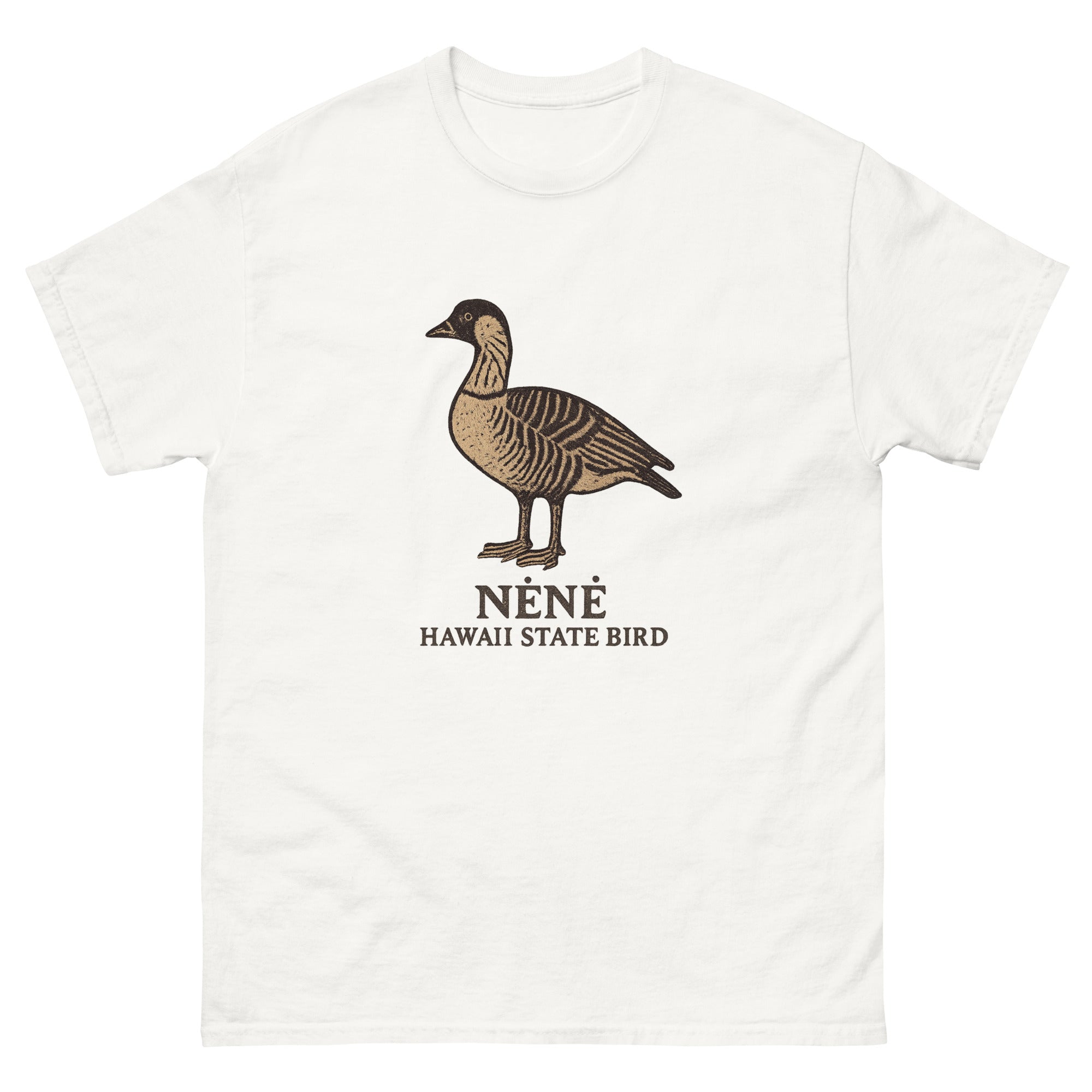 Nene Goose Hawaiian t-shirt design on a White unisex tee