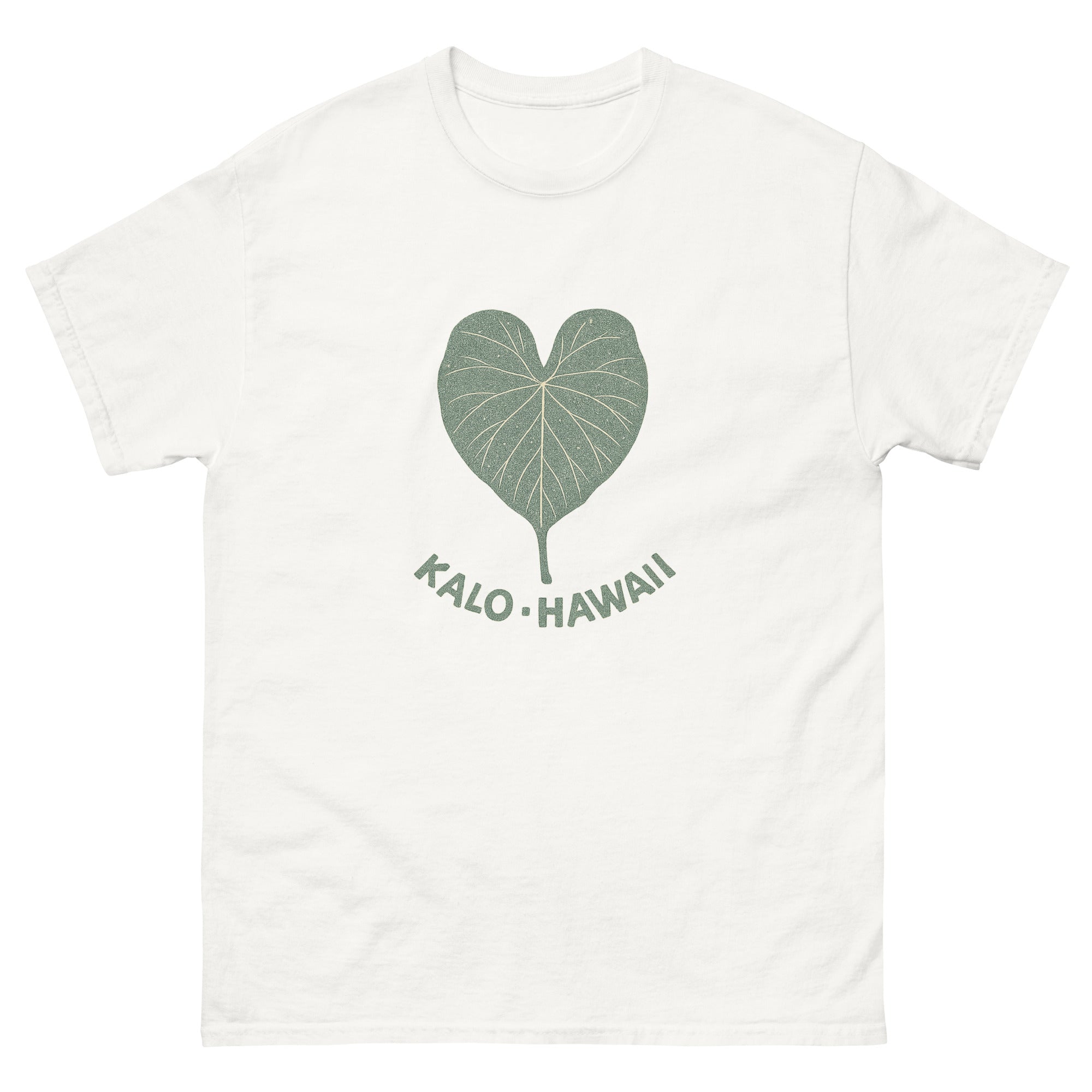 Kalo Taro Leaf Hawaiian t-shirt design on a White unisex tee