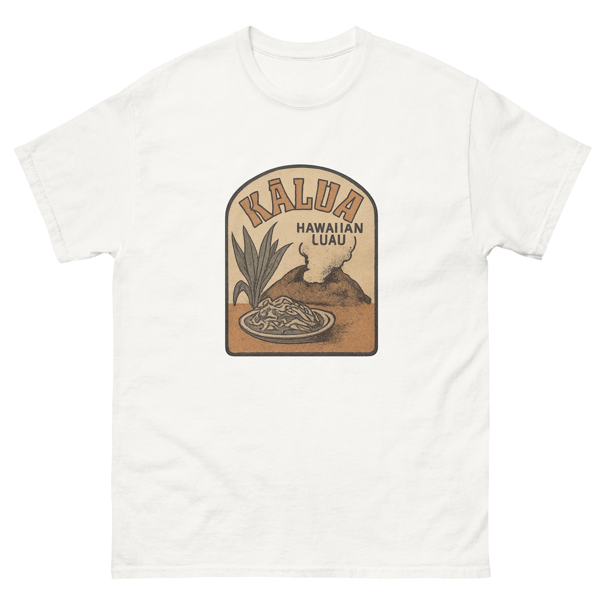 Kalua Pig Hawaiian t-shirt design on a White unisex tee