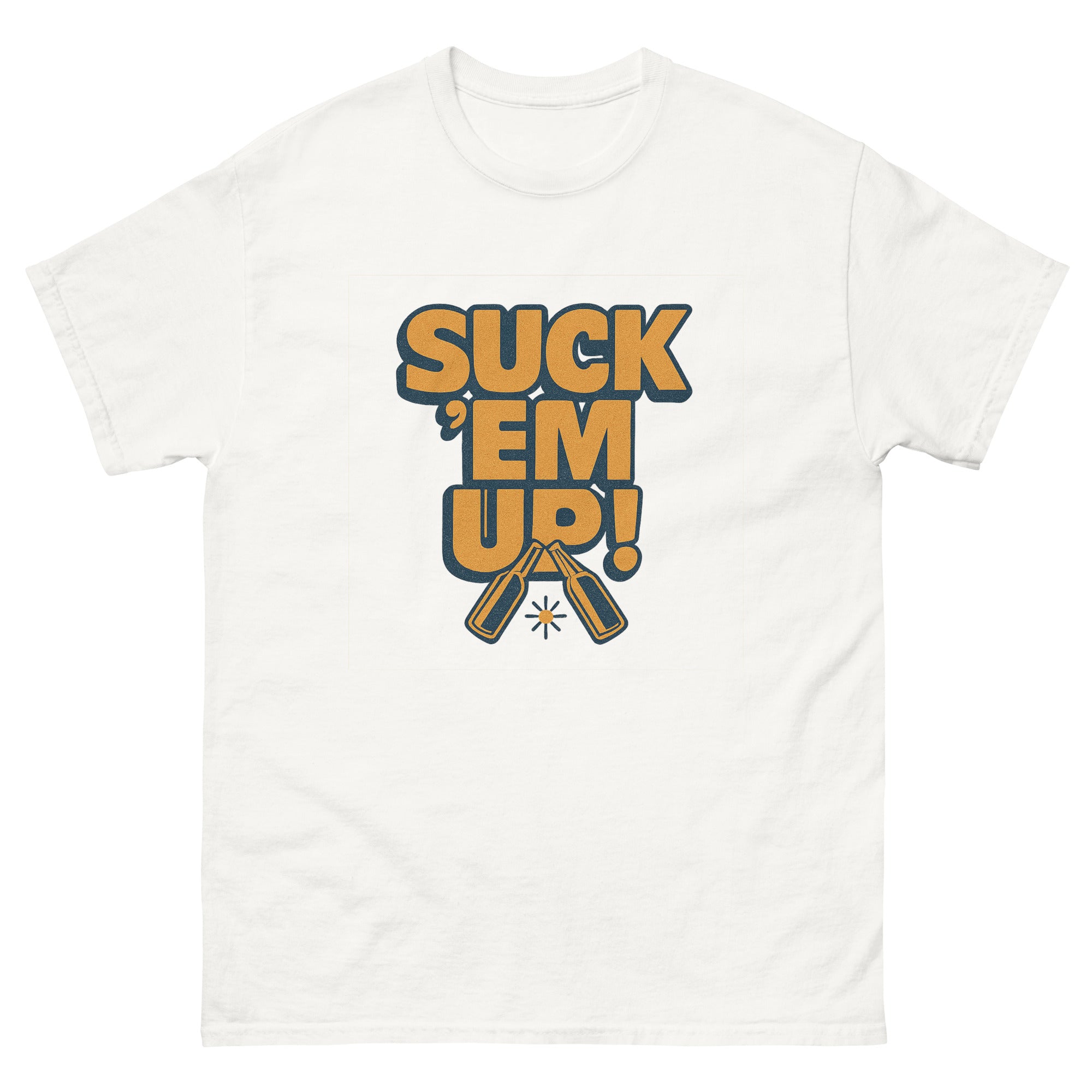 Suck Em Up Hawaiian t-shirt design on a White unisex tee