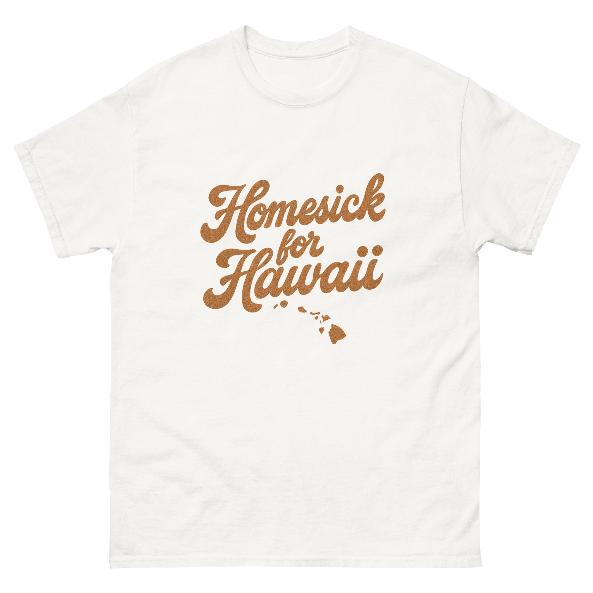 Homesick For Hawaii Hawaiian t-shirt design on a White unisex tee