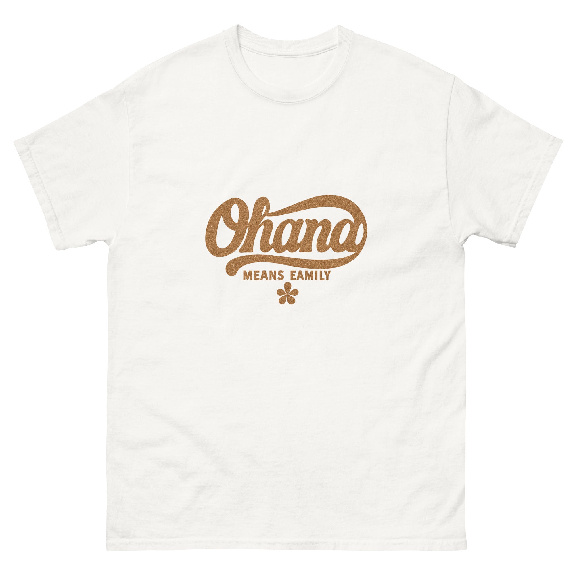 Ohana Hawaiian t-shirt design on a White unisex tee