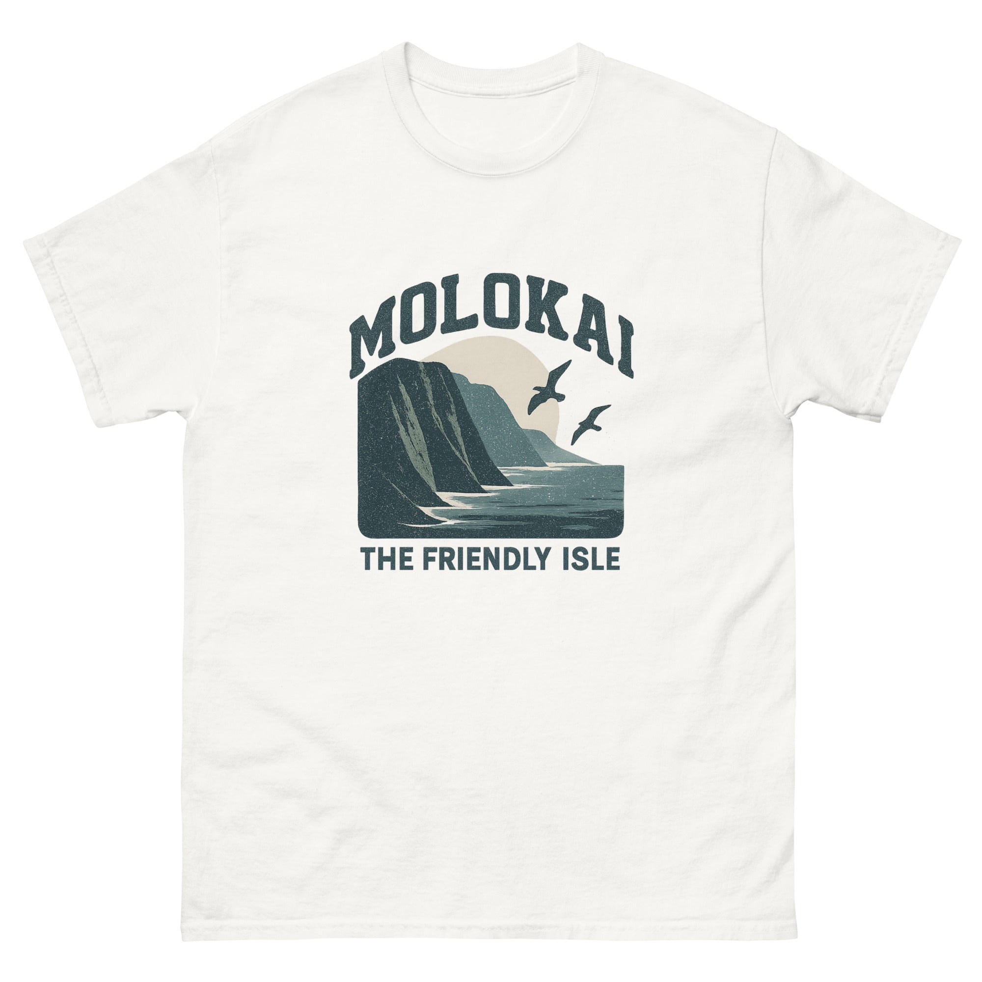 Molokai Hawaiian t-shirt design on a White unisex tee