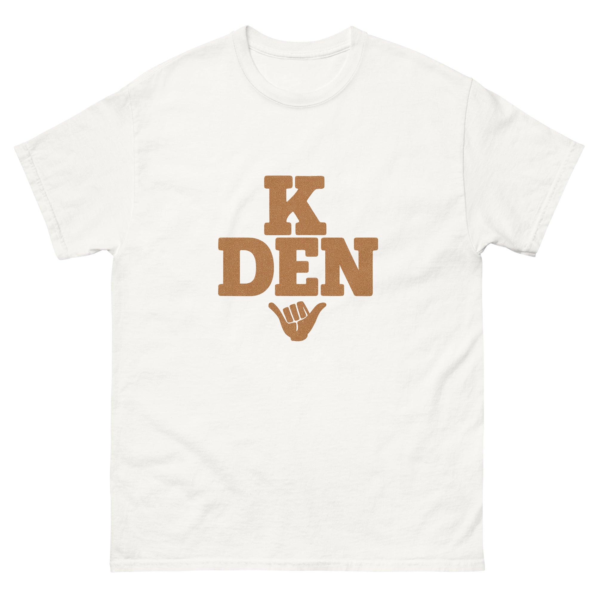 K Den Hawaiian t-shirt design on a White unisex tee