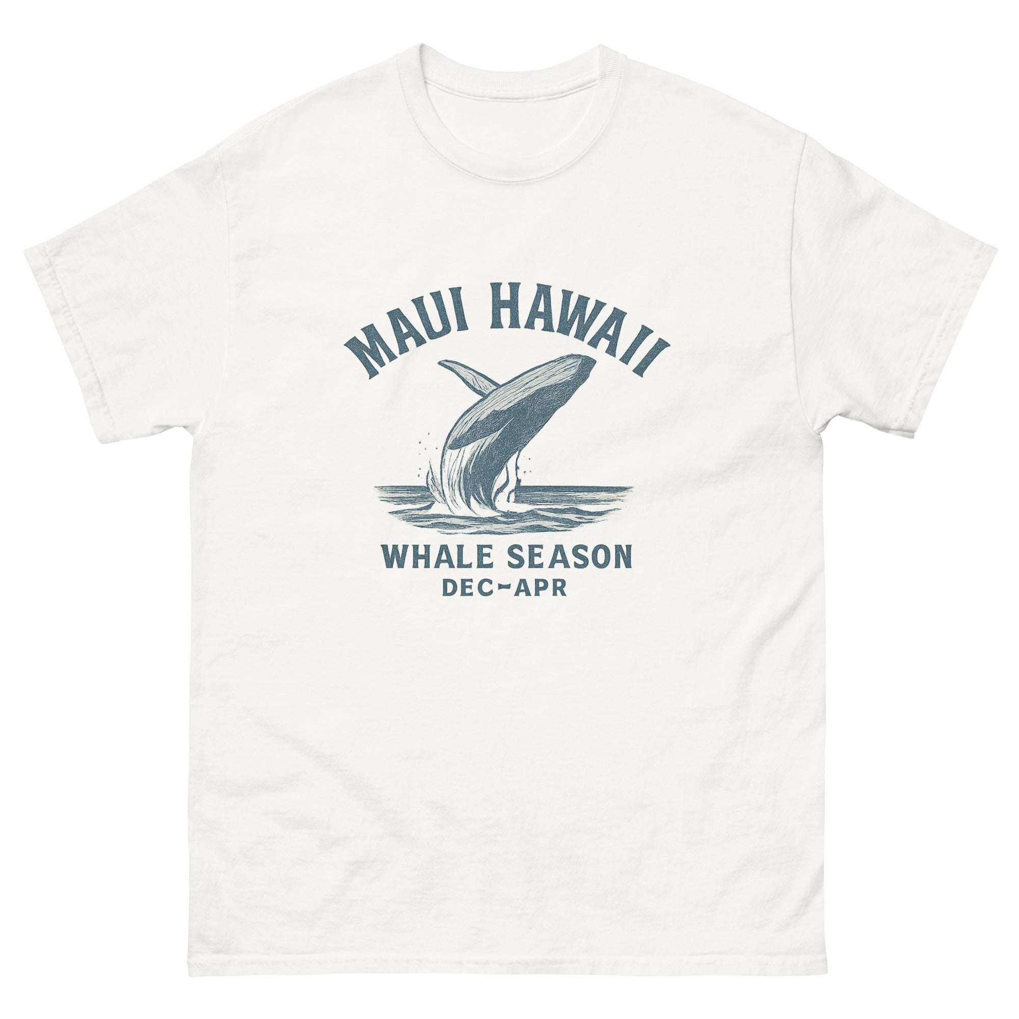 Humpback Whale Hawaiian t-shirt design on a White unisex tee