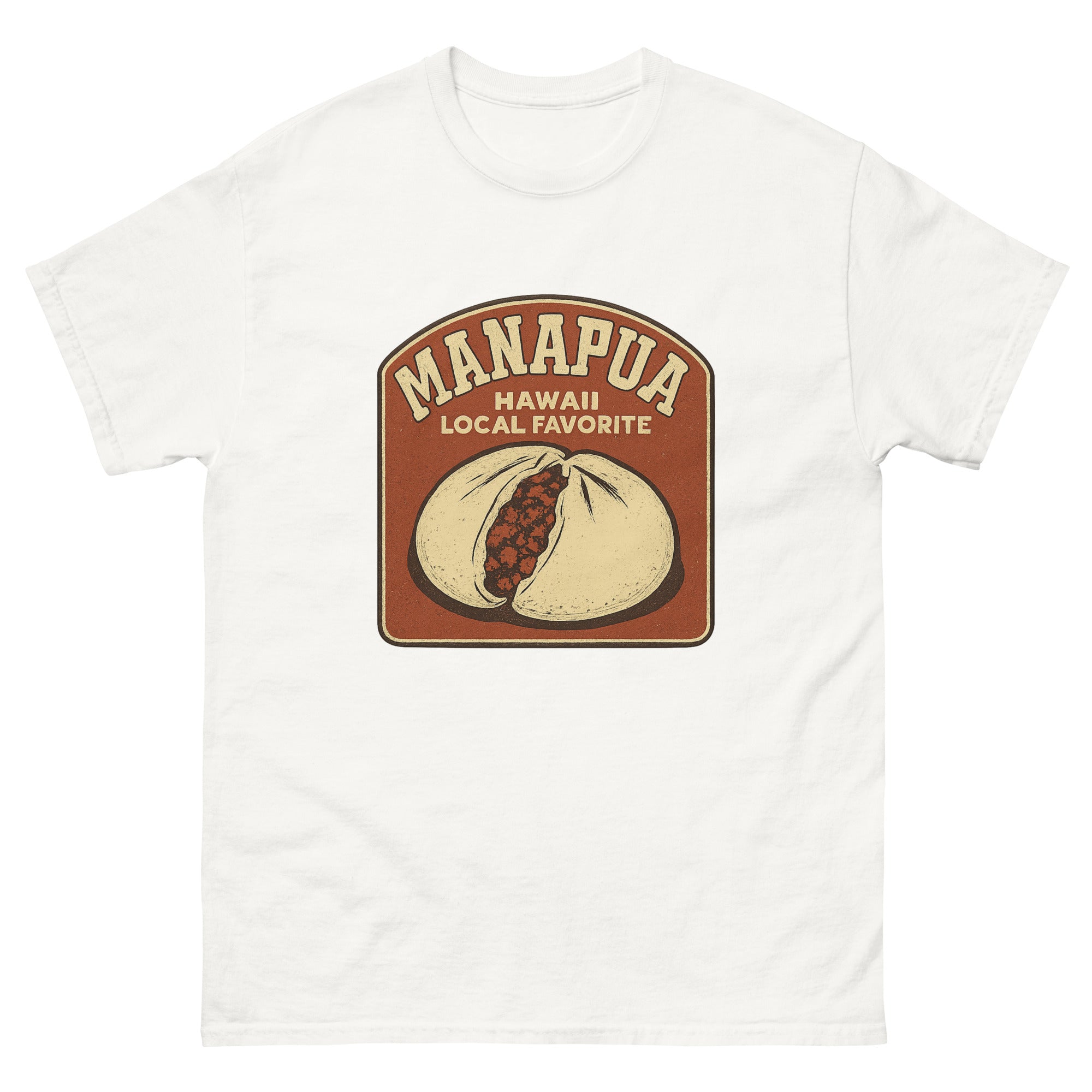 Manapua Hawaiian t-shirt design on a White unisex tee