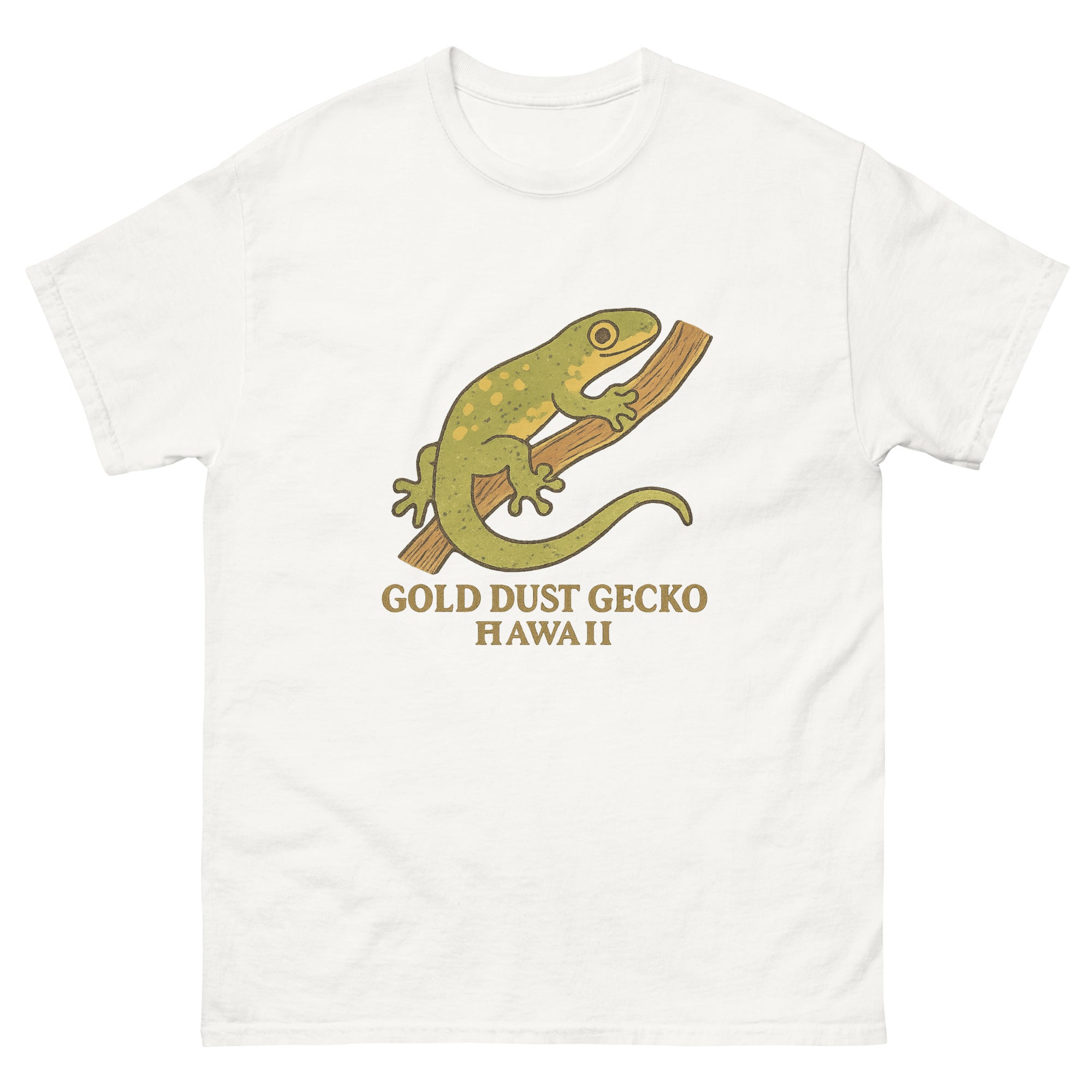 Hawaiian Gecko Hawaiian t-shirt design on a White unisex tee