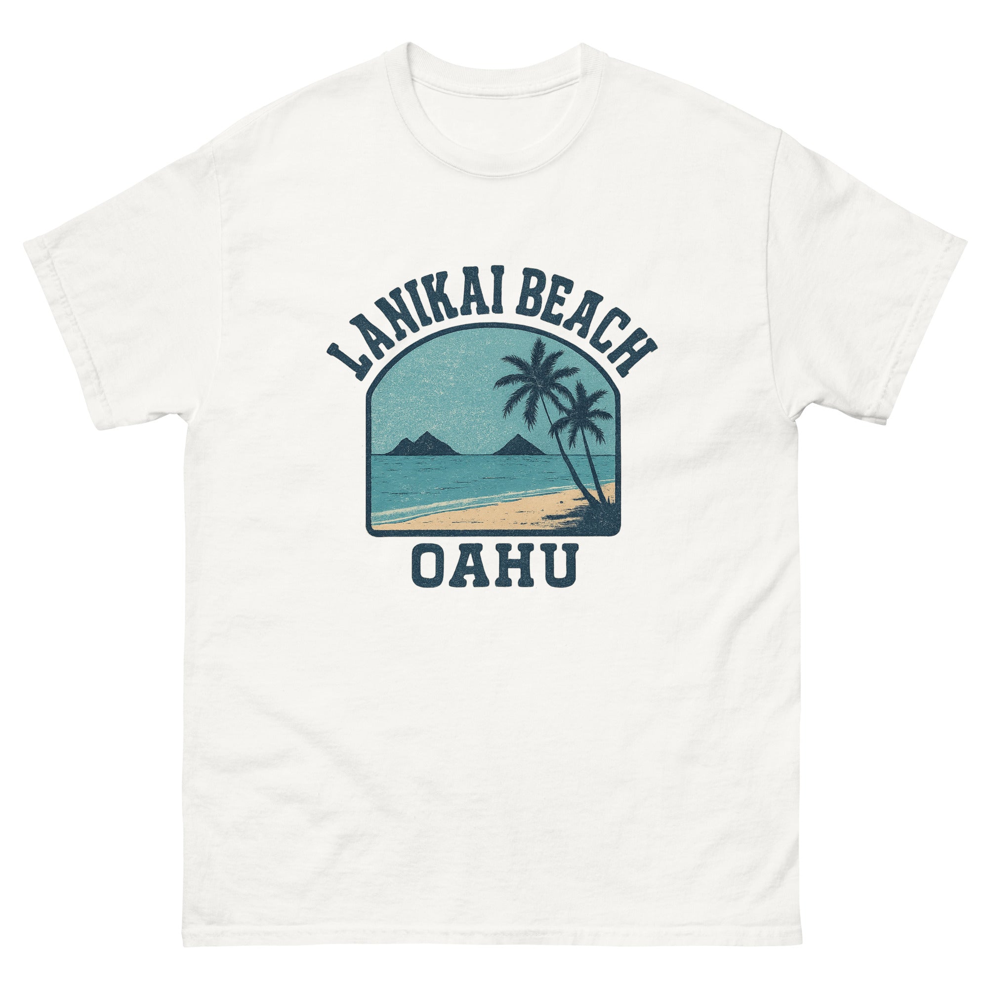 Lanikai Beach Hawaiian t-shirt design on a White unisex tee