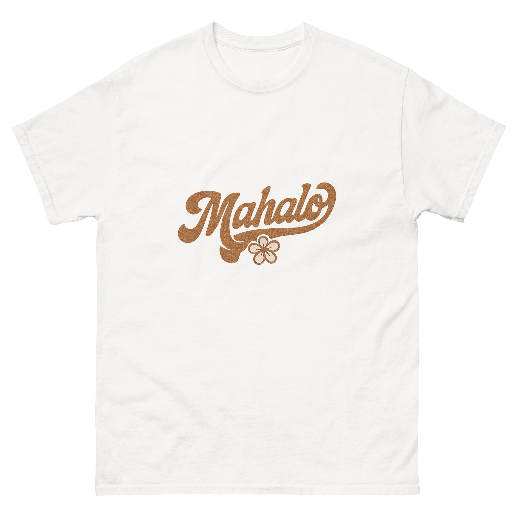 Mahalo Hawaiian t-shirt design on a White unisex tee