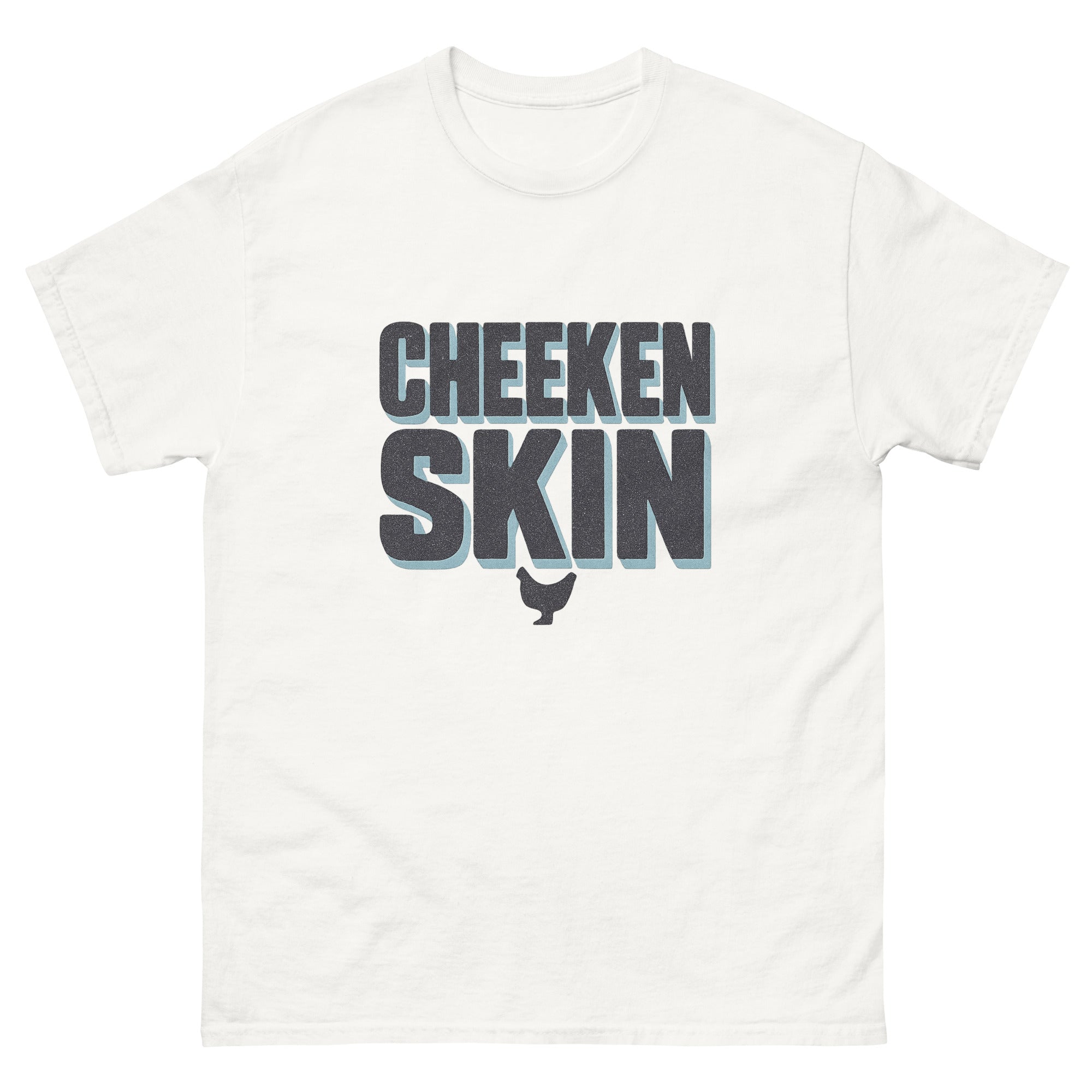 Cheeken Skin Hawaiian t-shirt design on a White unisex tee
