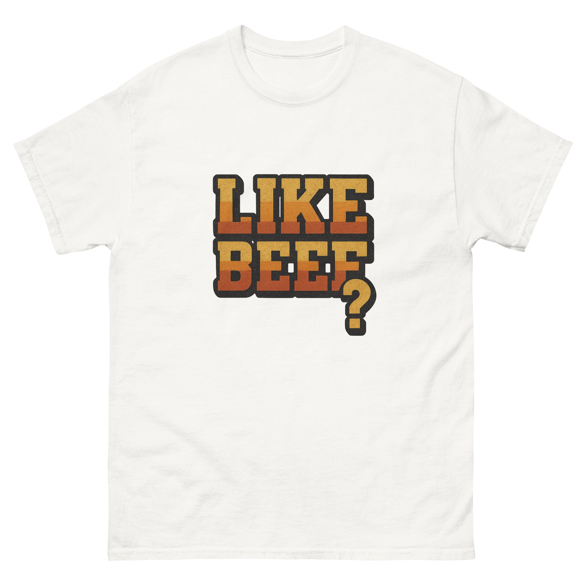 Like Beef Hawaiian t-shirt design on a White unisex tee
