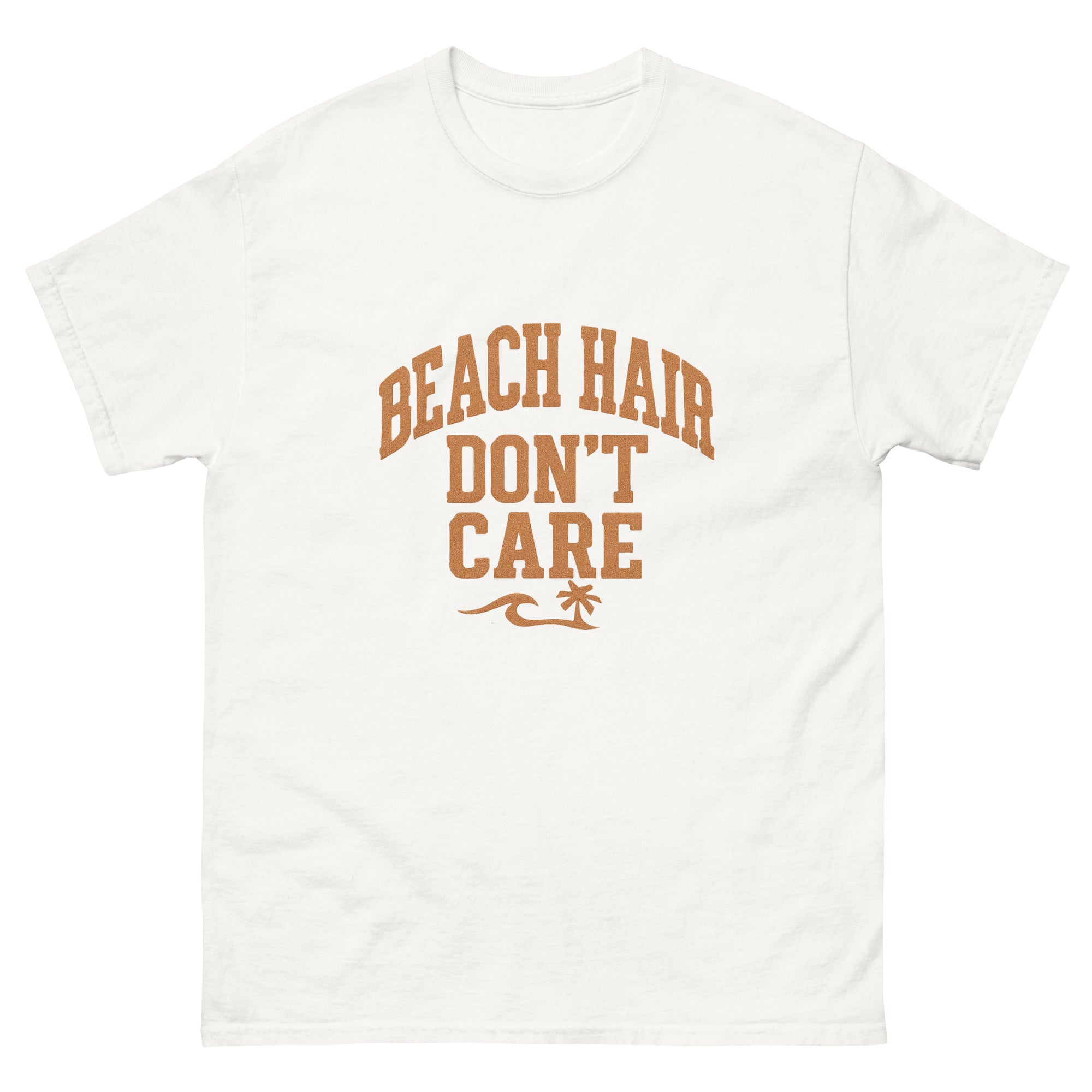 Beach Hair Dont Care Hawaiian t-shirt design on a White unisex tee