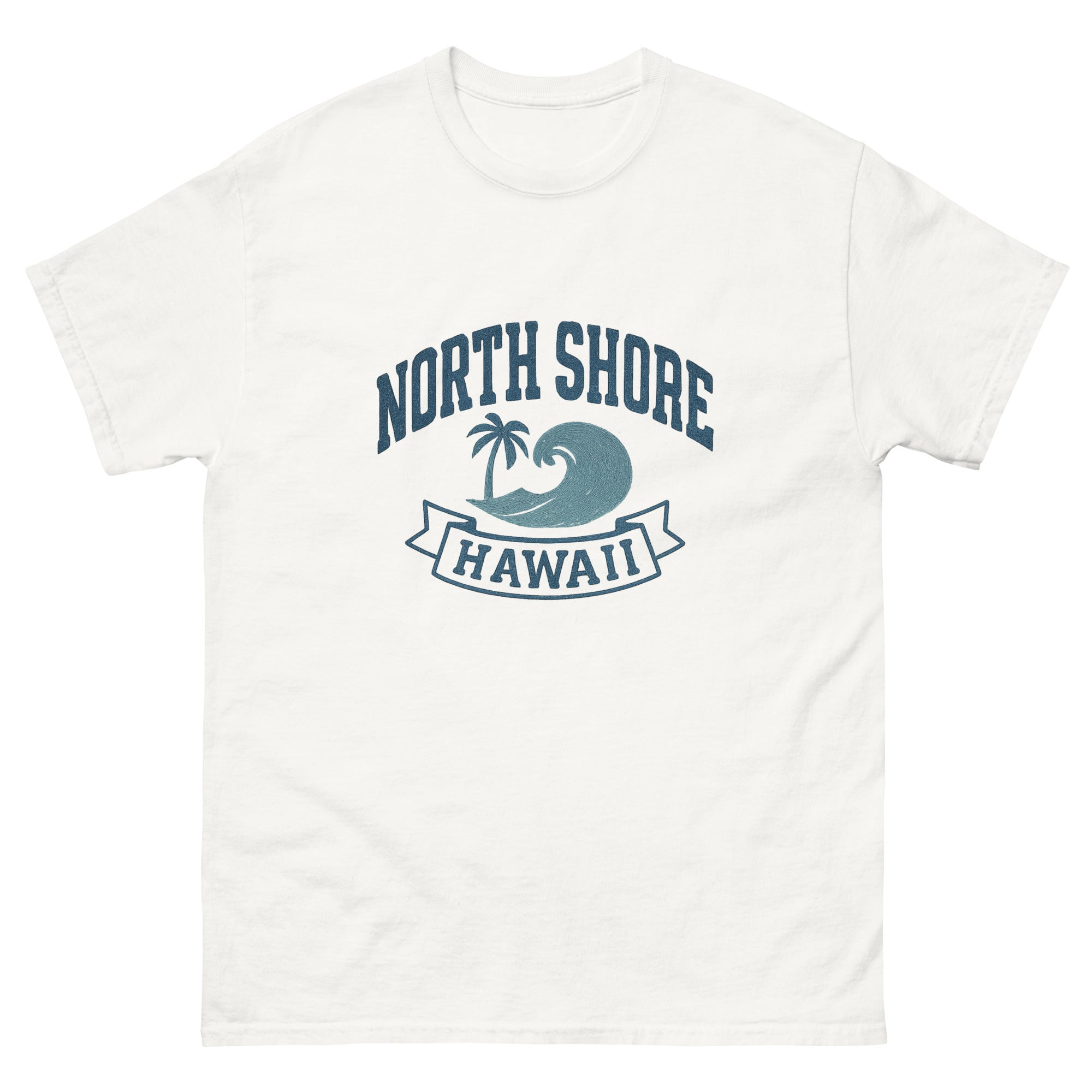 North Shore Hawaiian t-shirt design on a White unisex tee