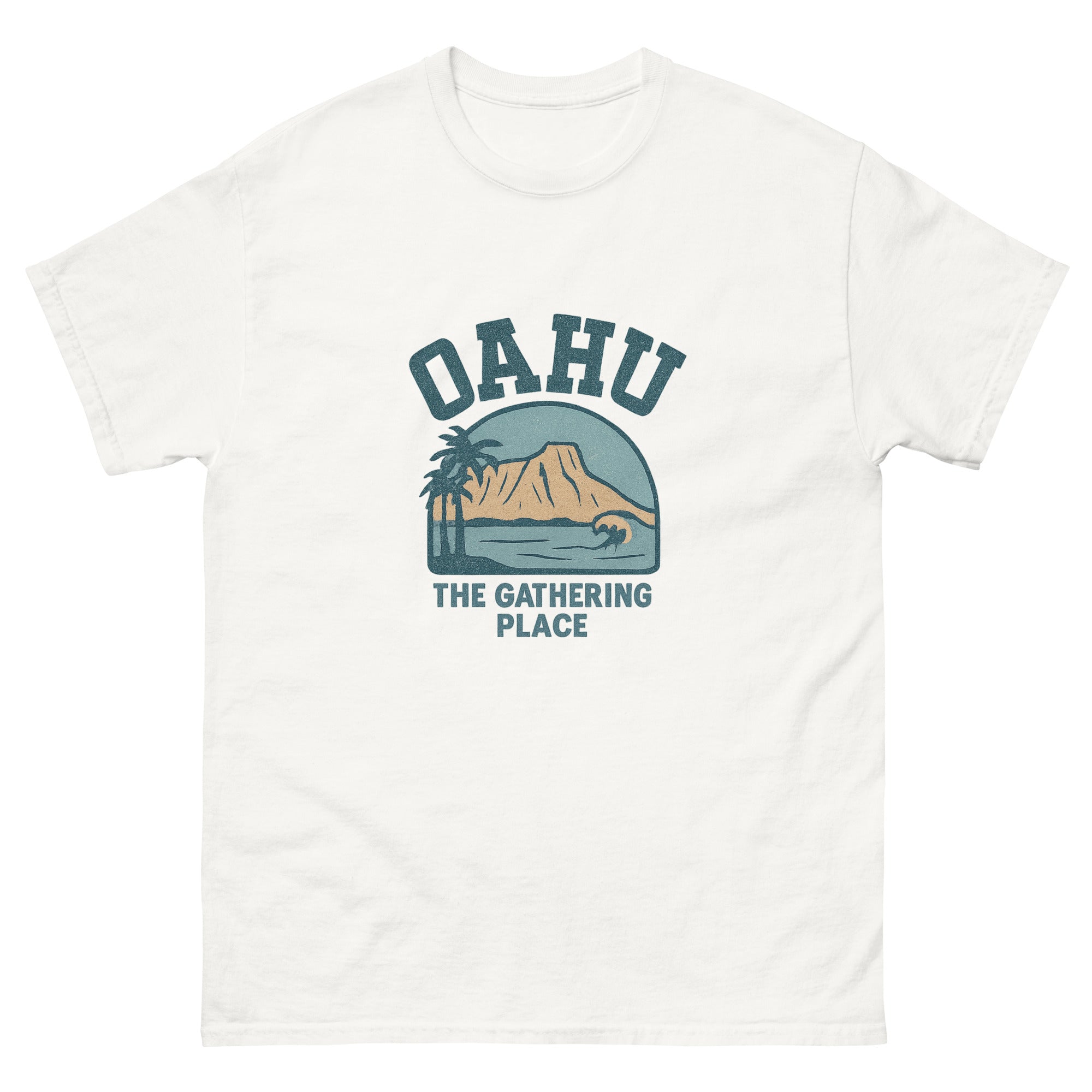 Oahu Hawaiian t-shirt design on a White unisex tee