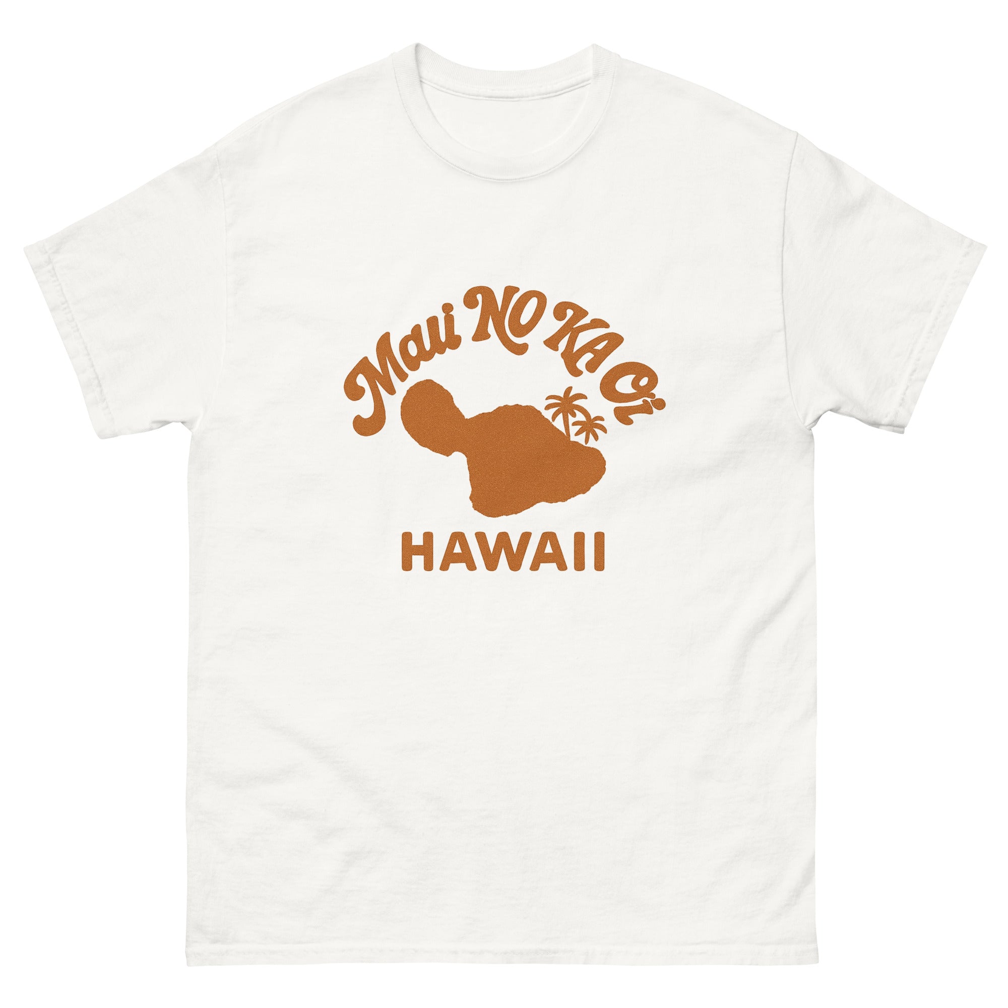 Maui No Ka Oi Hawaiian t-shirt design on a White unisex tee