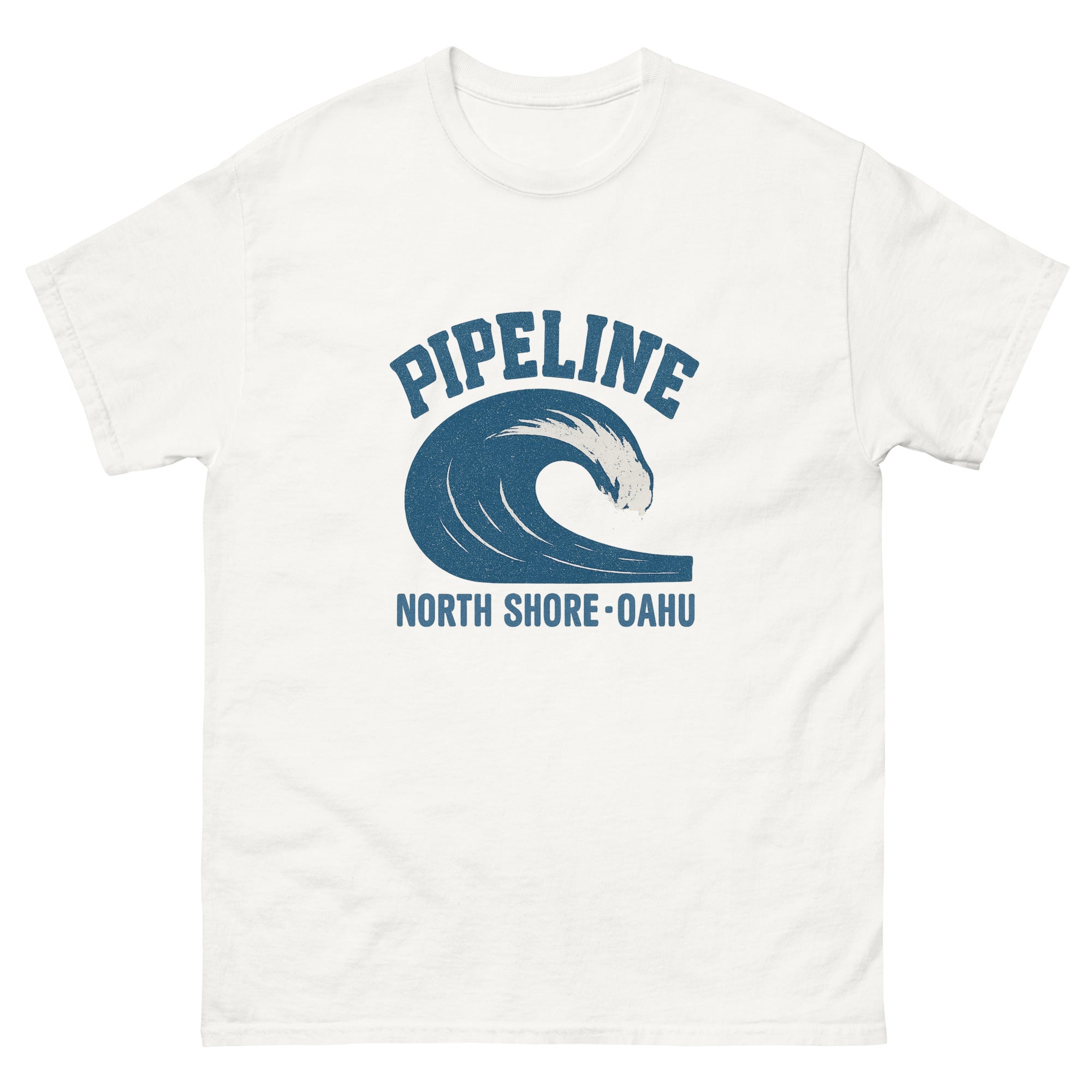 Pipeline Hawaiian t-shirt design on a White unisex tee