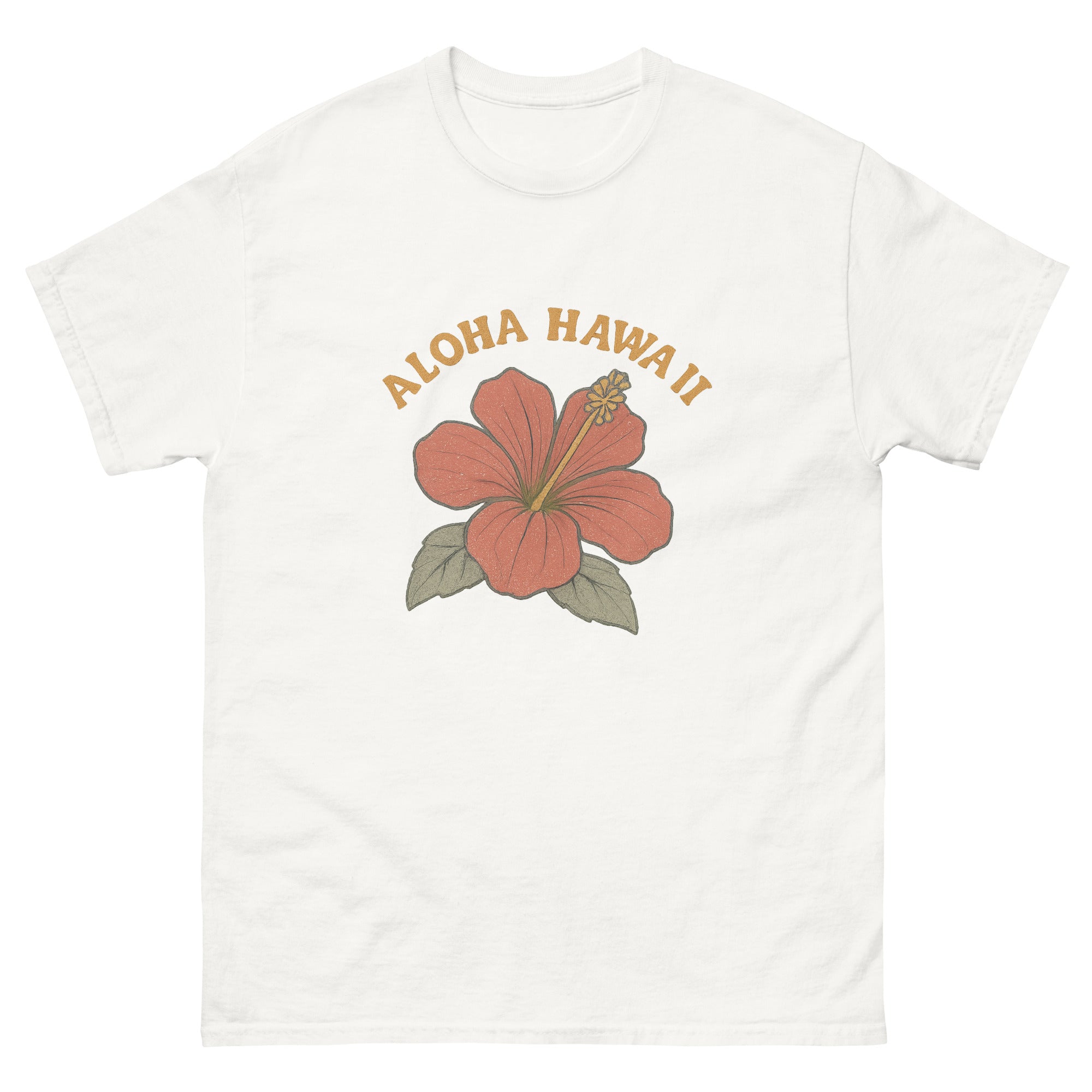 Hibiscus Hawaiian t-shirt design on a White unisex tee