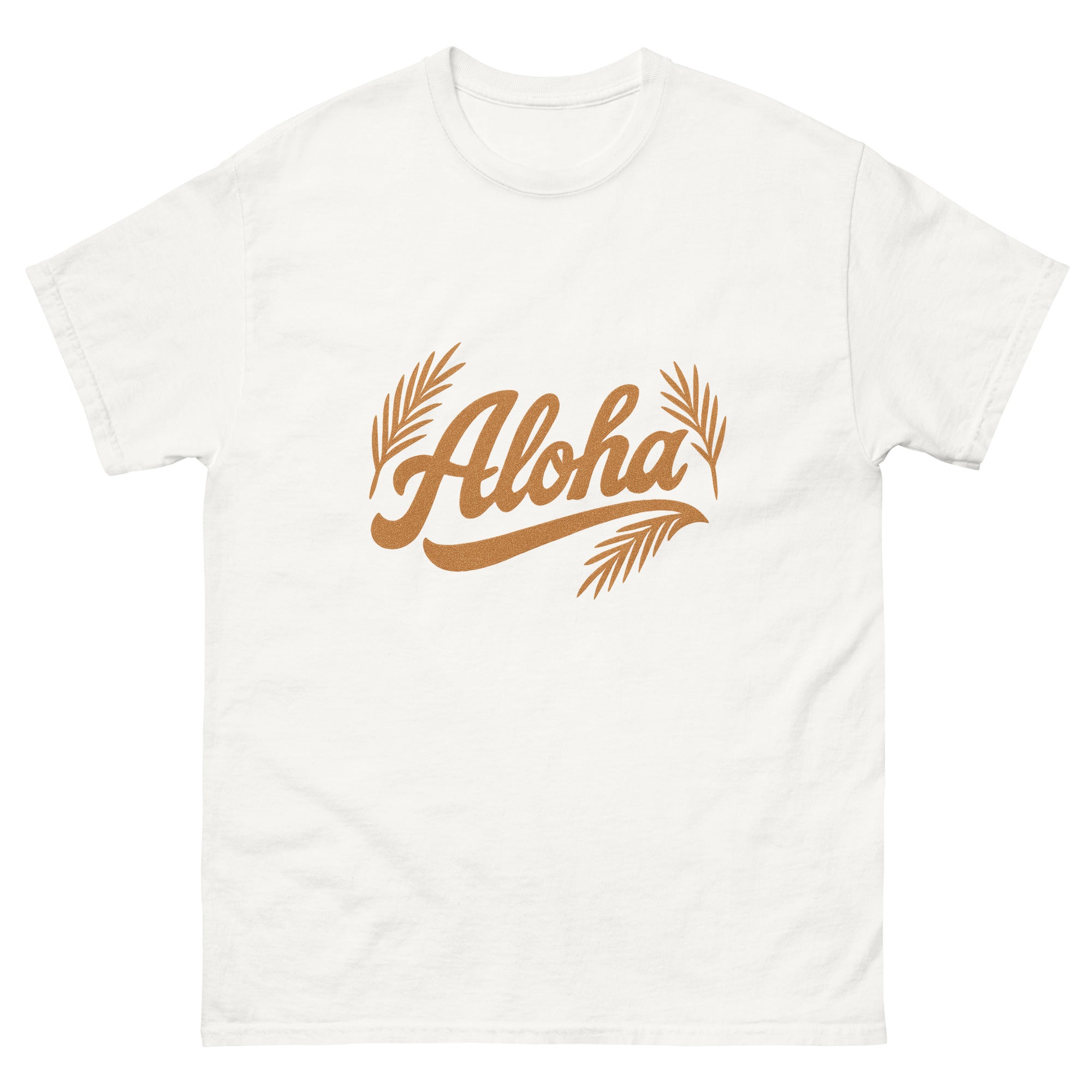 Aloha Script Hawaiian t-shirt design on a White unisex tee