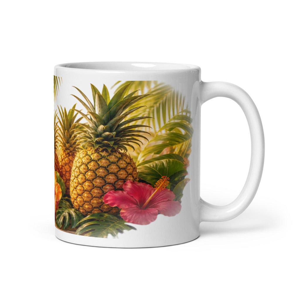 Pineapple Paradise Hawaiian coffee mug — tropical Hawaii ceramic mug, 11oz and 15oz