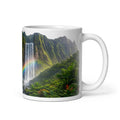 Rainbow Waterfall Hawaiian coffee mug — tropical Hawaii ceramic mug, 11oz and 15oz