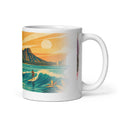Waikiki Beach Diamond Head Hawaiian coffee mug — tropical Hawaii ceramic mug, 11oz and 15oz